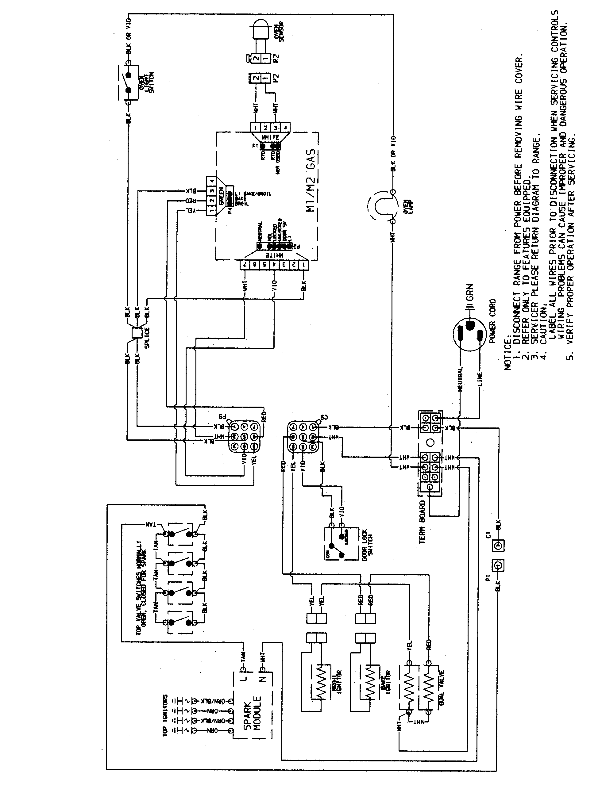 Magic Chef CGR3725ADW wiring information diagram
