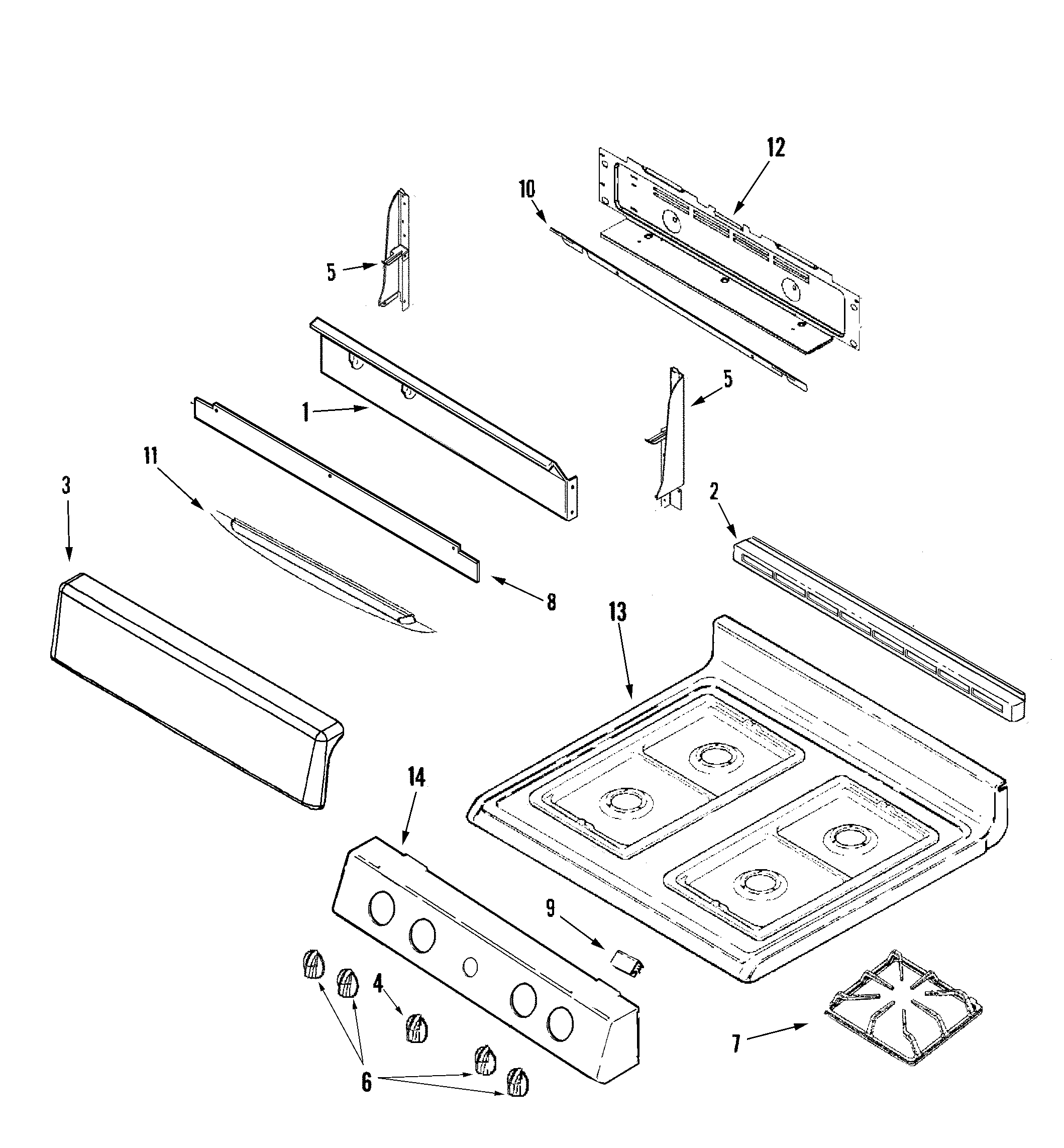 Amana AGR4400ADW control panel/top assembly diagram