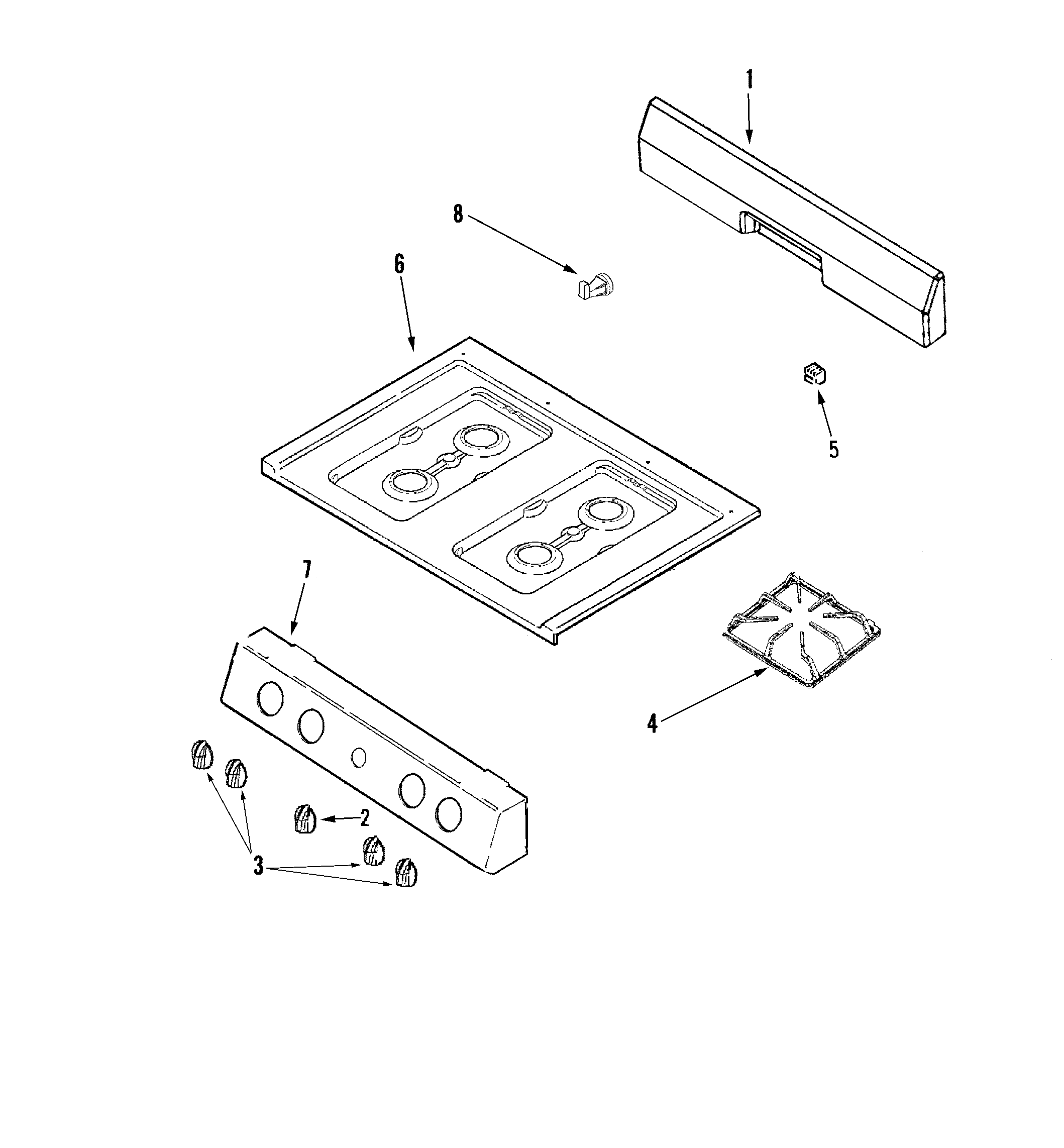 Magic Chef CPR1100ADQ control panel/top assembly diagram