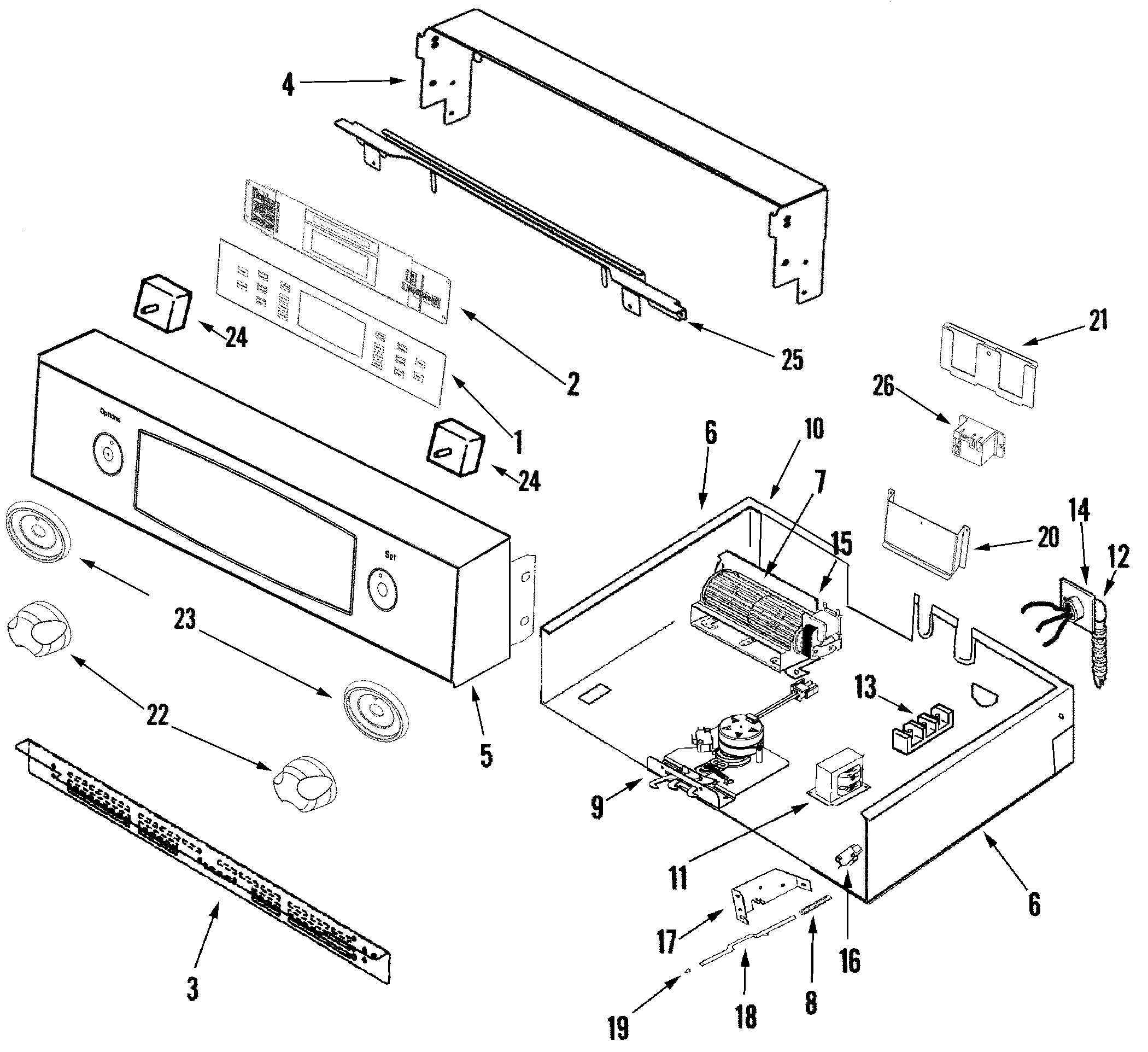 Jade RJSO2701A control panel/internal controls diagram