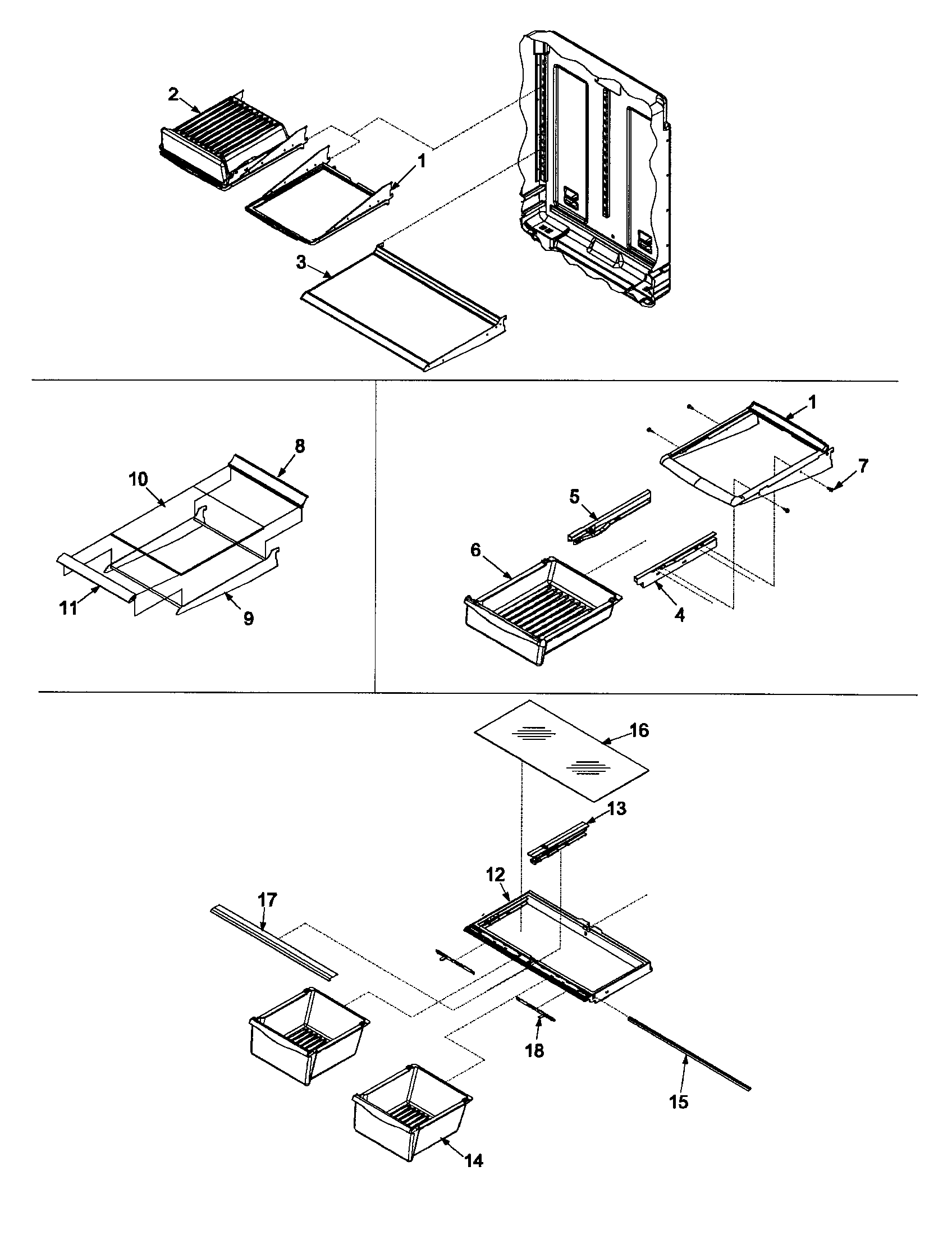 Amana ABB2221FEZ refrigerator shelving diagram