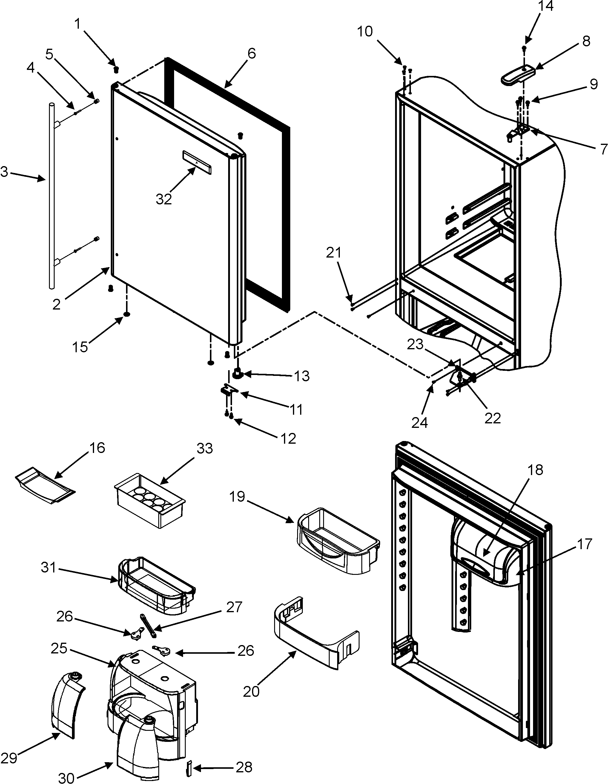 Jenn-Air JBR2286KES refrigerator door diagram