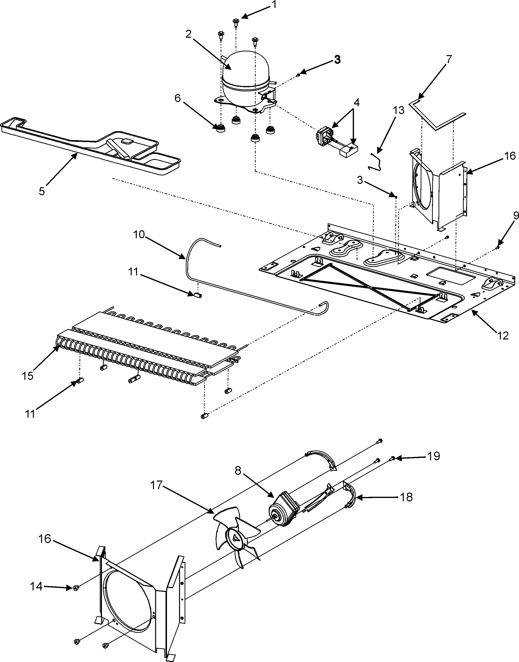 Jenn-Air JBR2286KES compressor & cond motor diagram