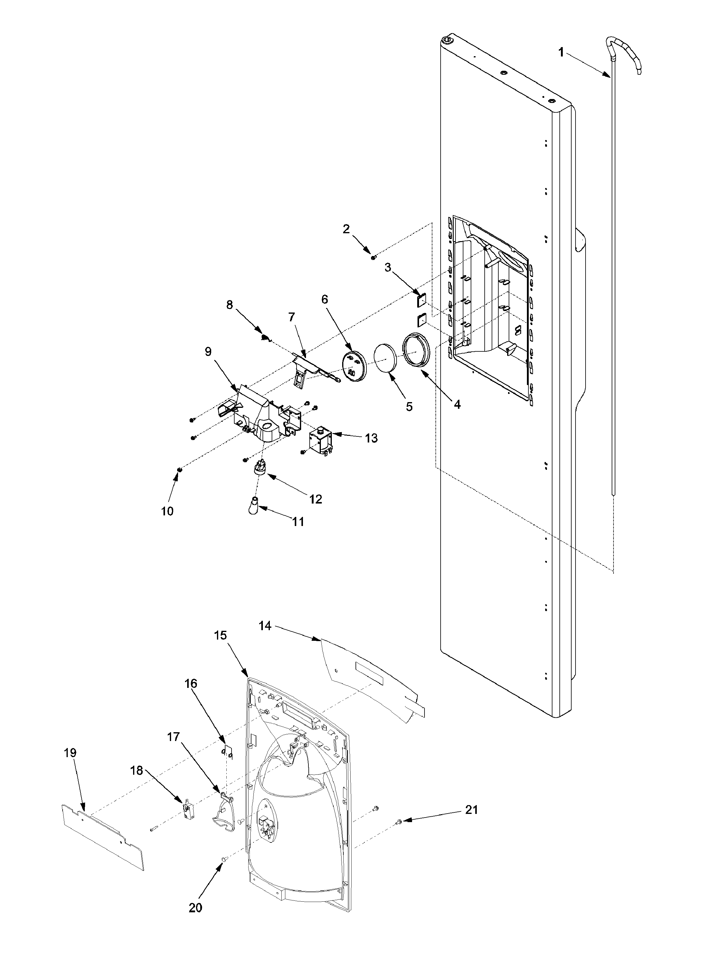 Amana XRSS287BW0 fz door and facade diagram