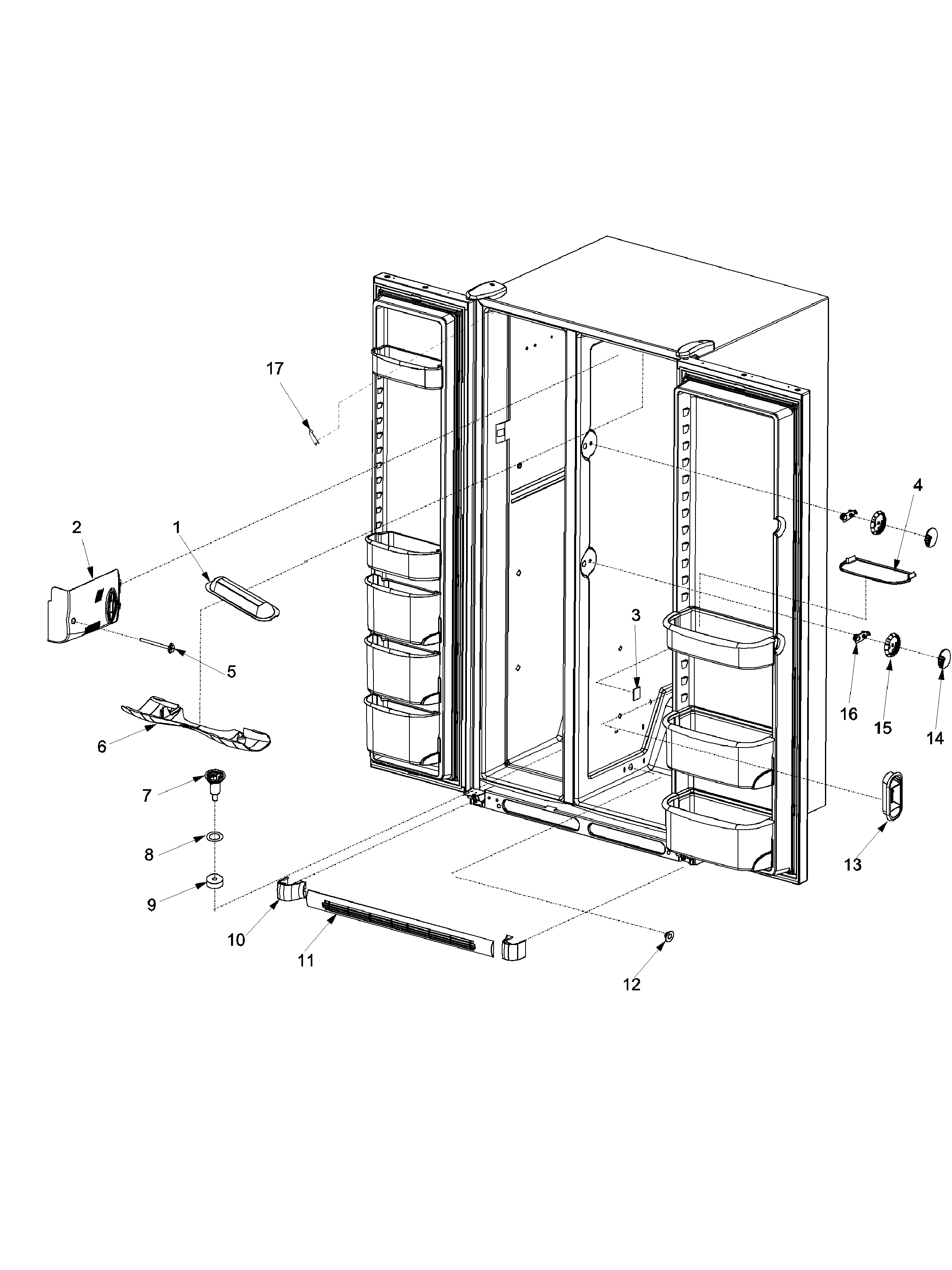 Amana XRSS287BW0 light covers and toe grille diagram