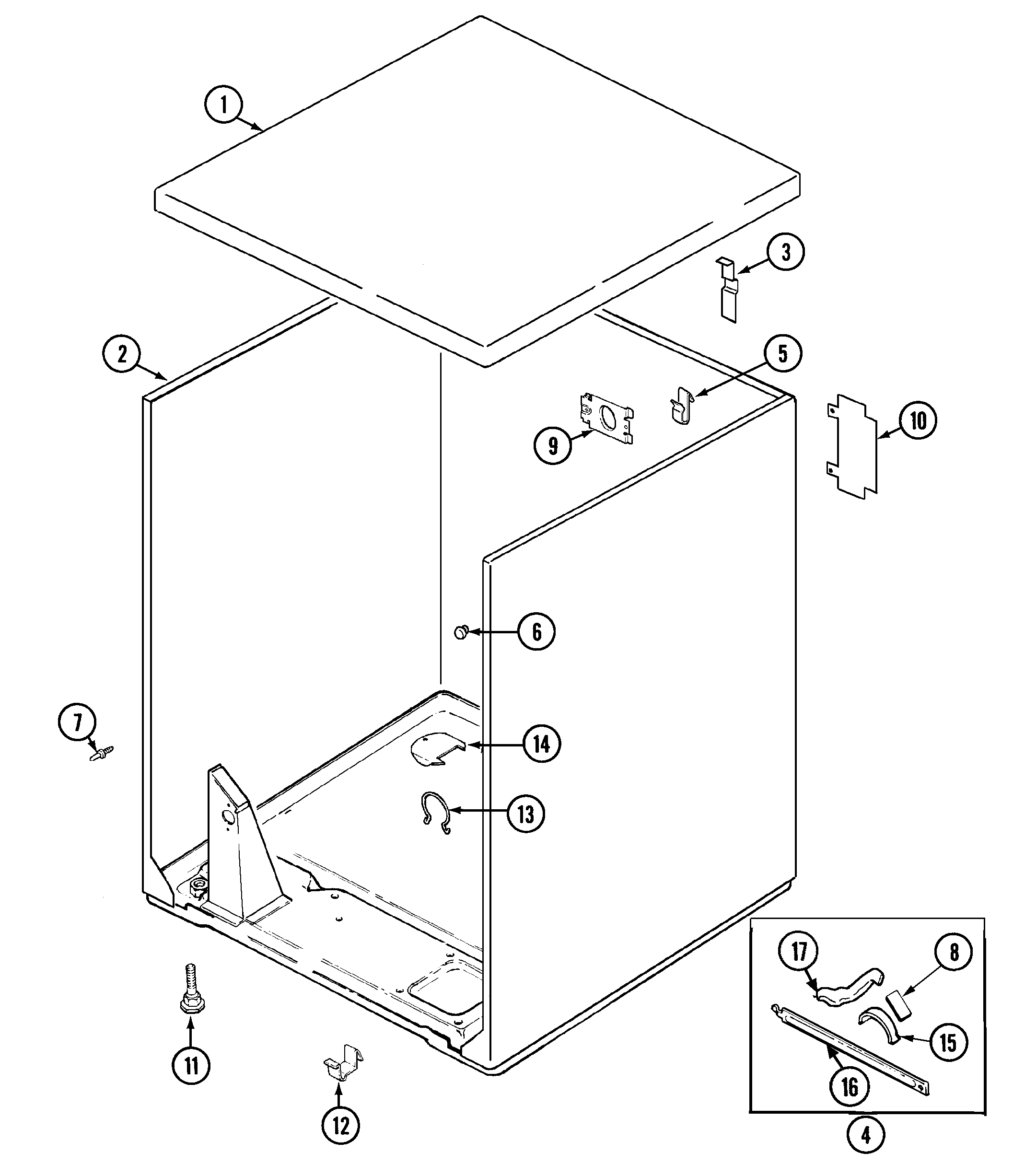 Maytag PYGS244AWW cabinet diagram