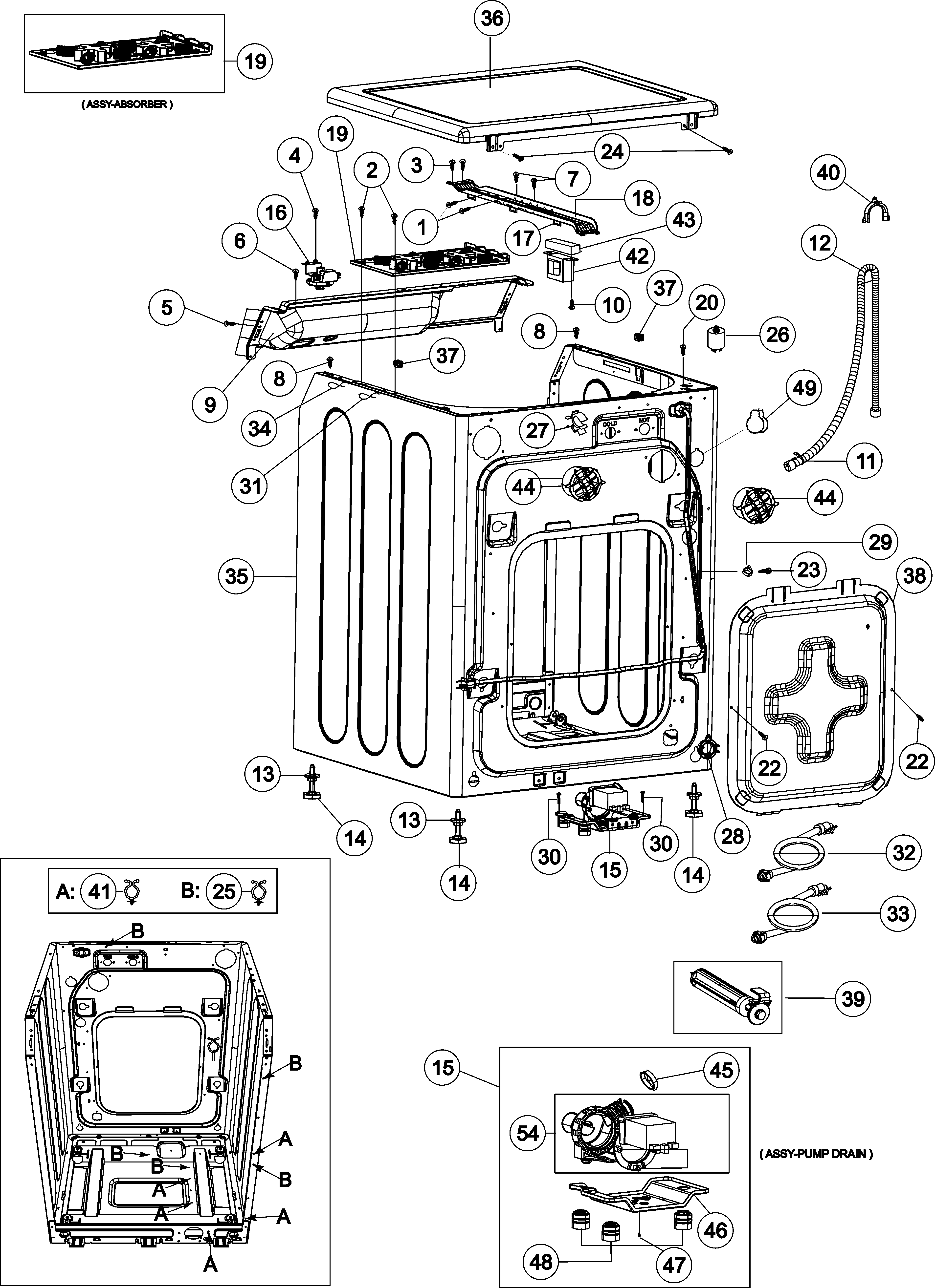 Maytag MAH9700AWM cabinet diagram