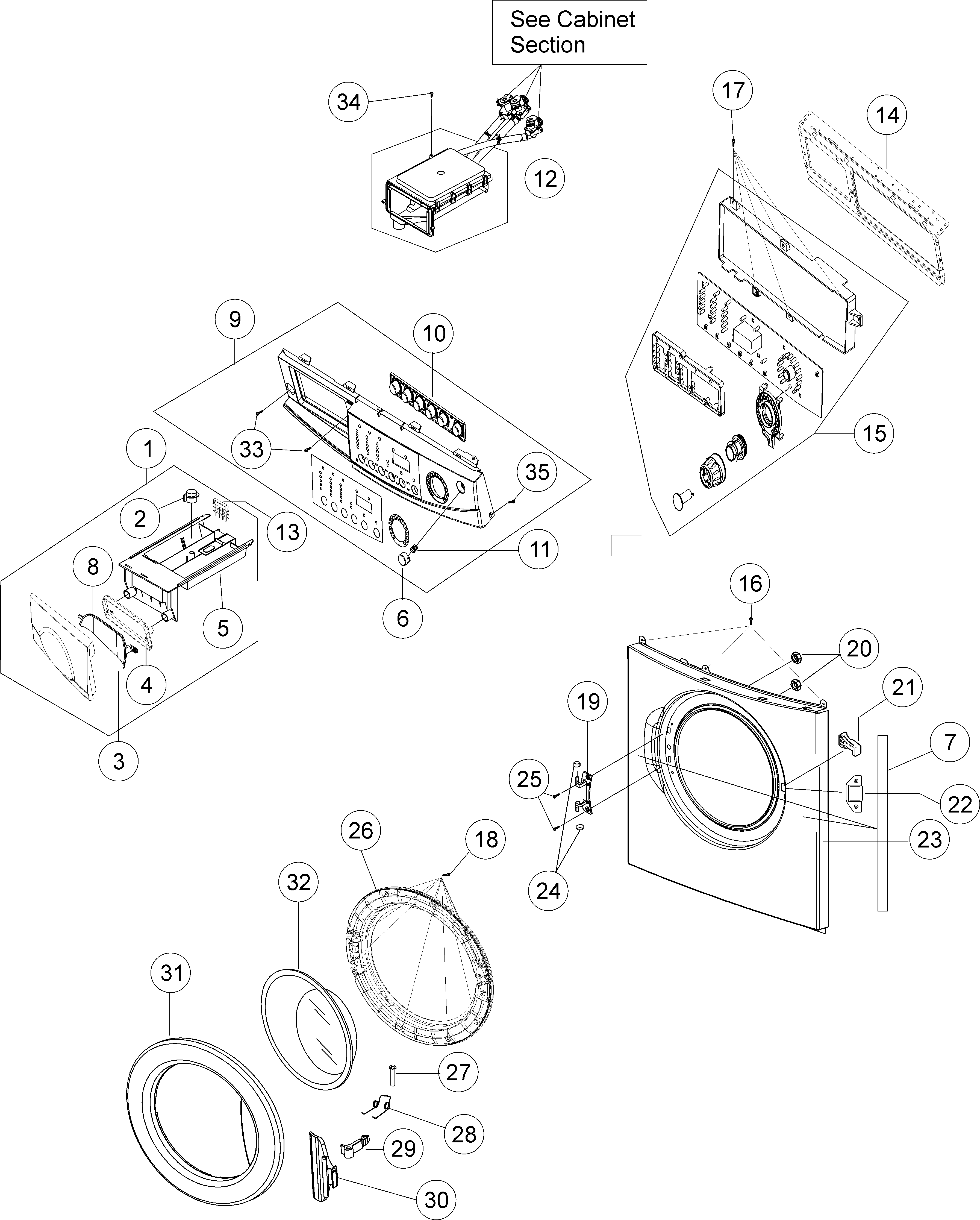 Maytag MAH2440BGW control panel - front diagram