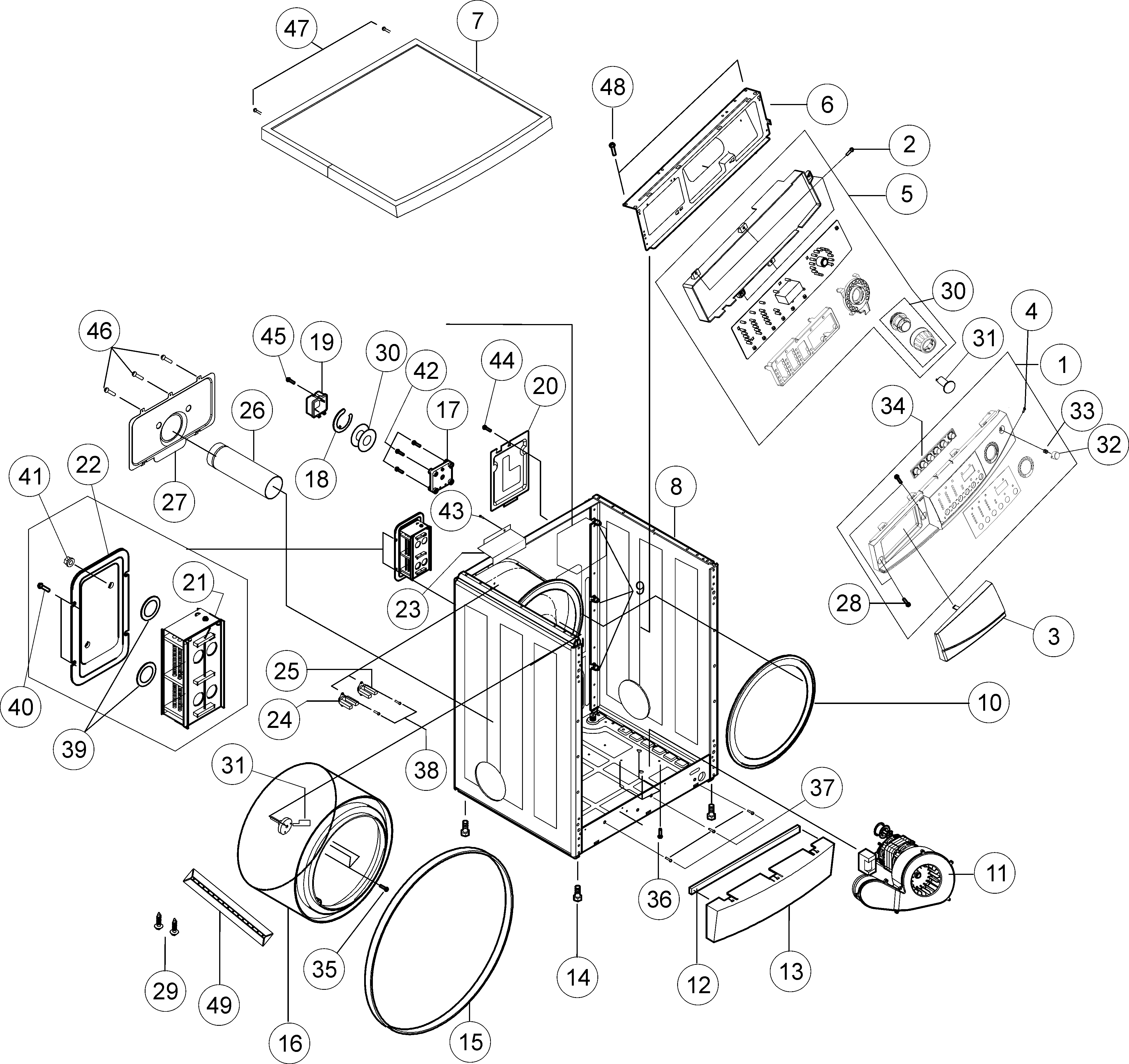 Maytag MDE2440AGW cabinet - control panel diagram