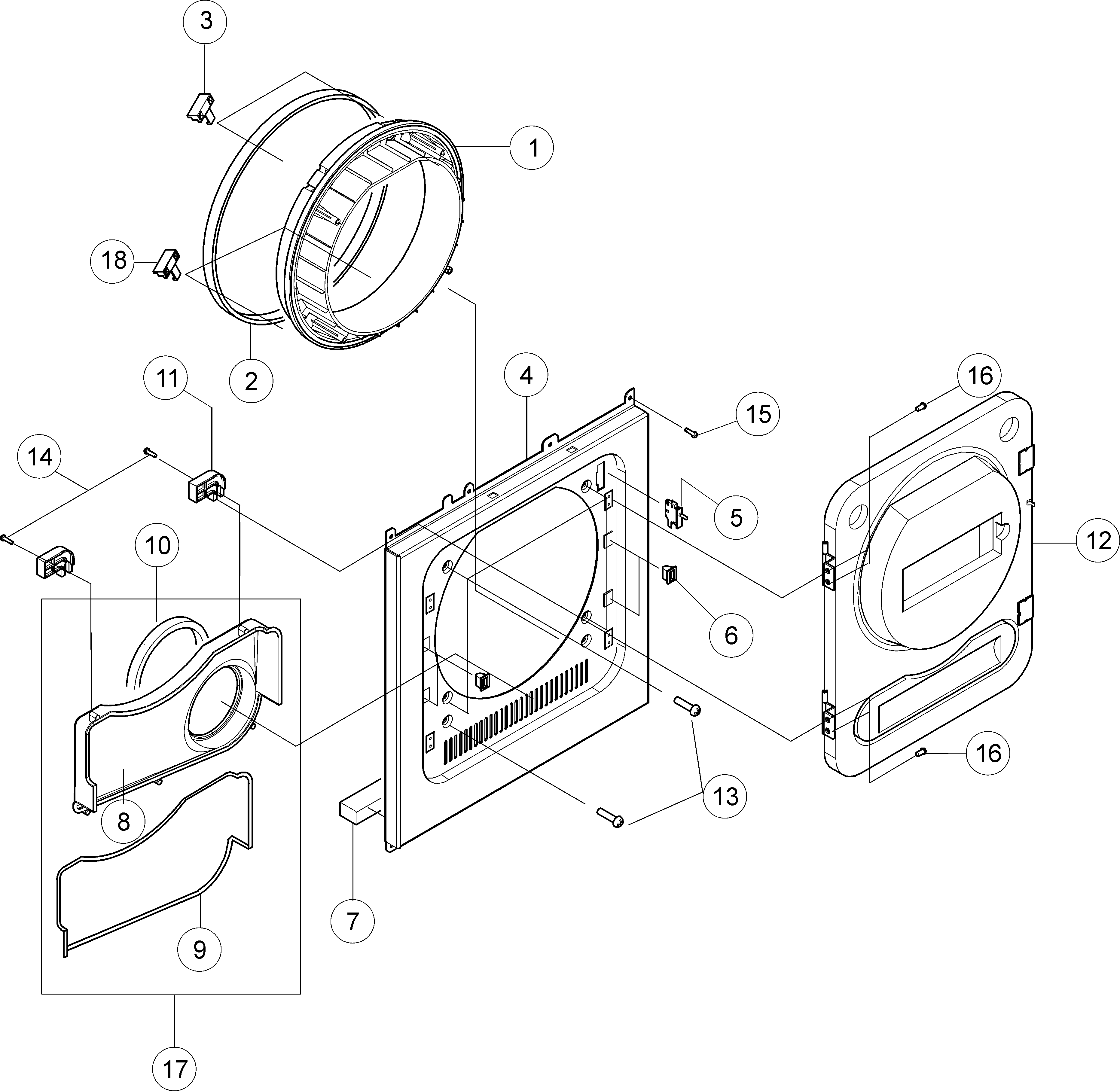 Maytag MDE2440AGW cabinet front - duct diagram