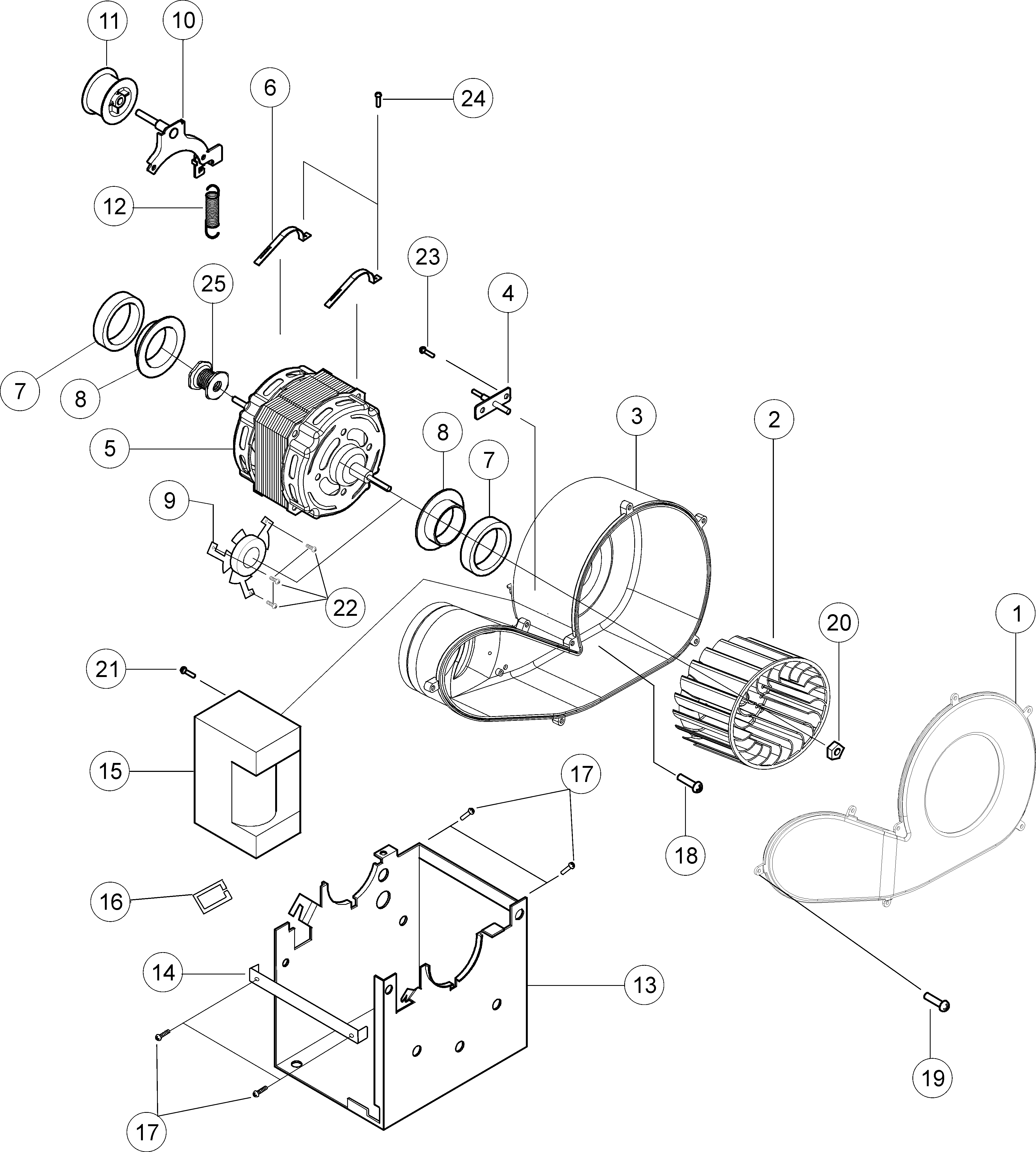 Maytag MDE2440AGW motor - fan - duct diagram