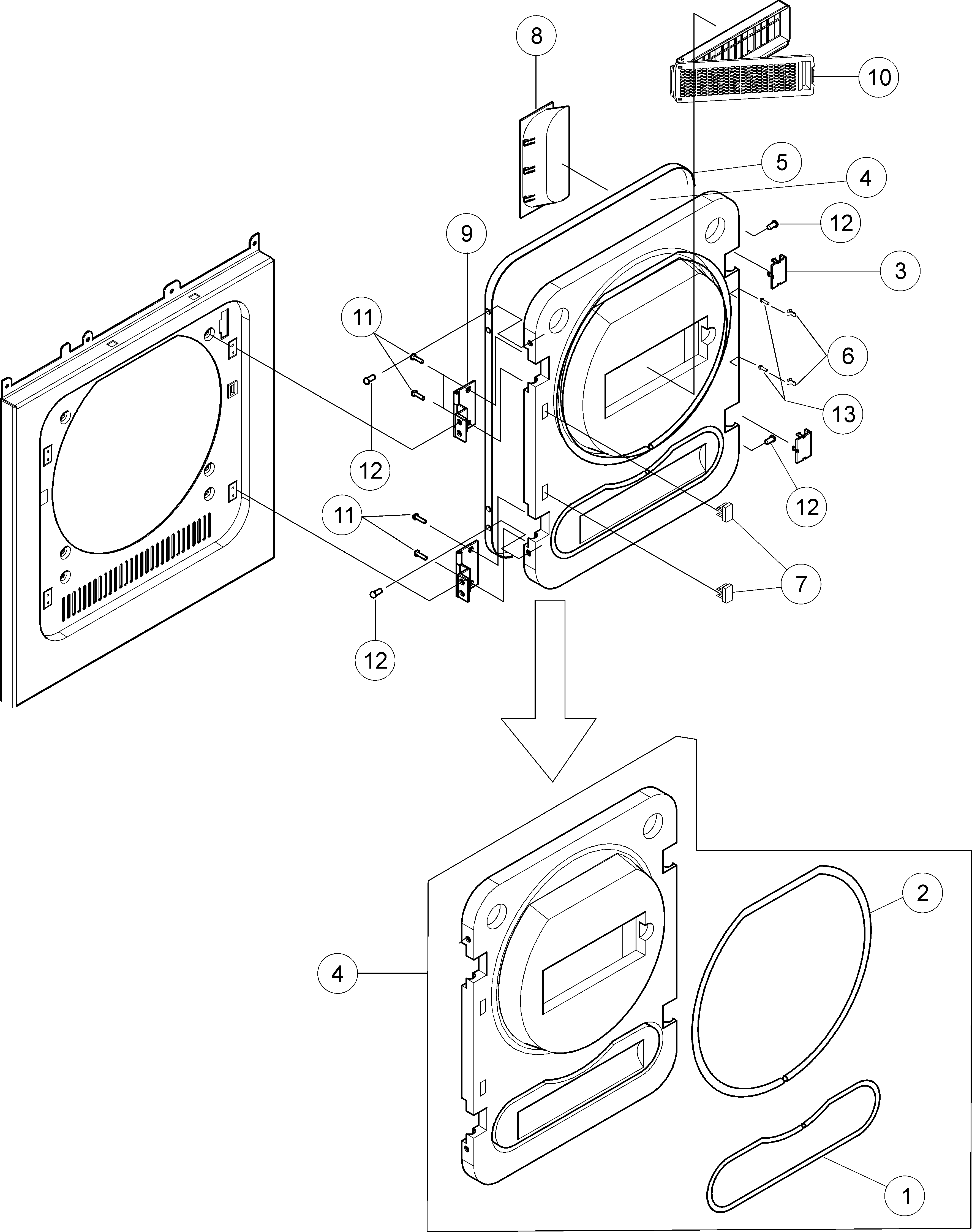 Maytag MDE2440AGW door diagram