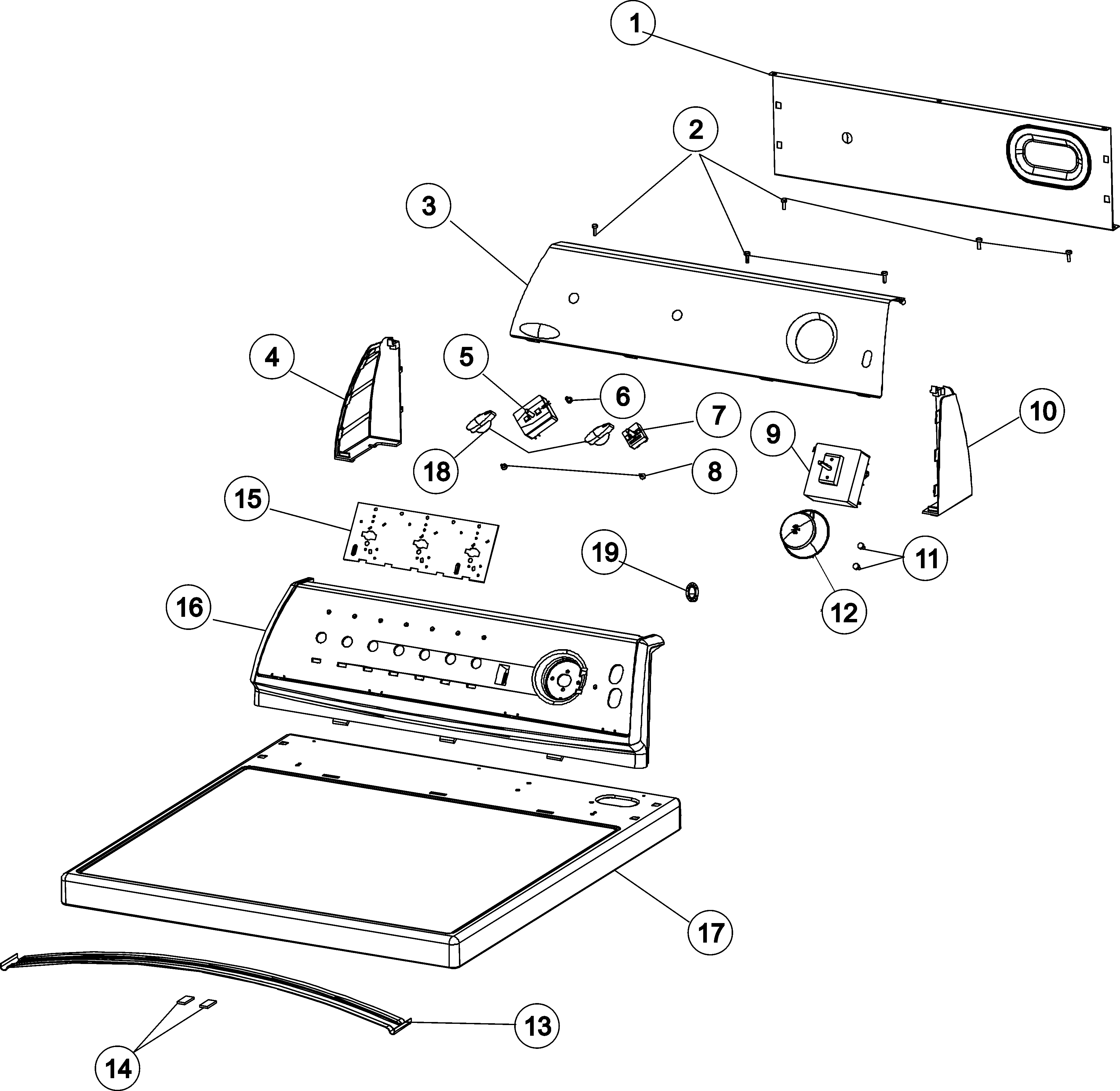 Maytag MDG308DAWW control panel & top diagram
