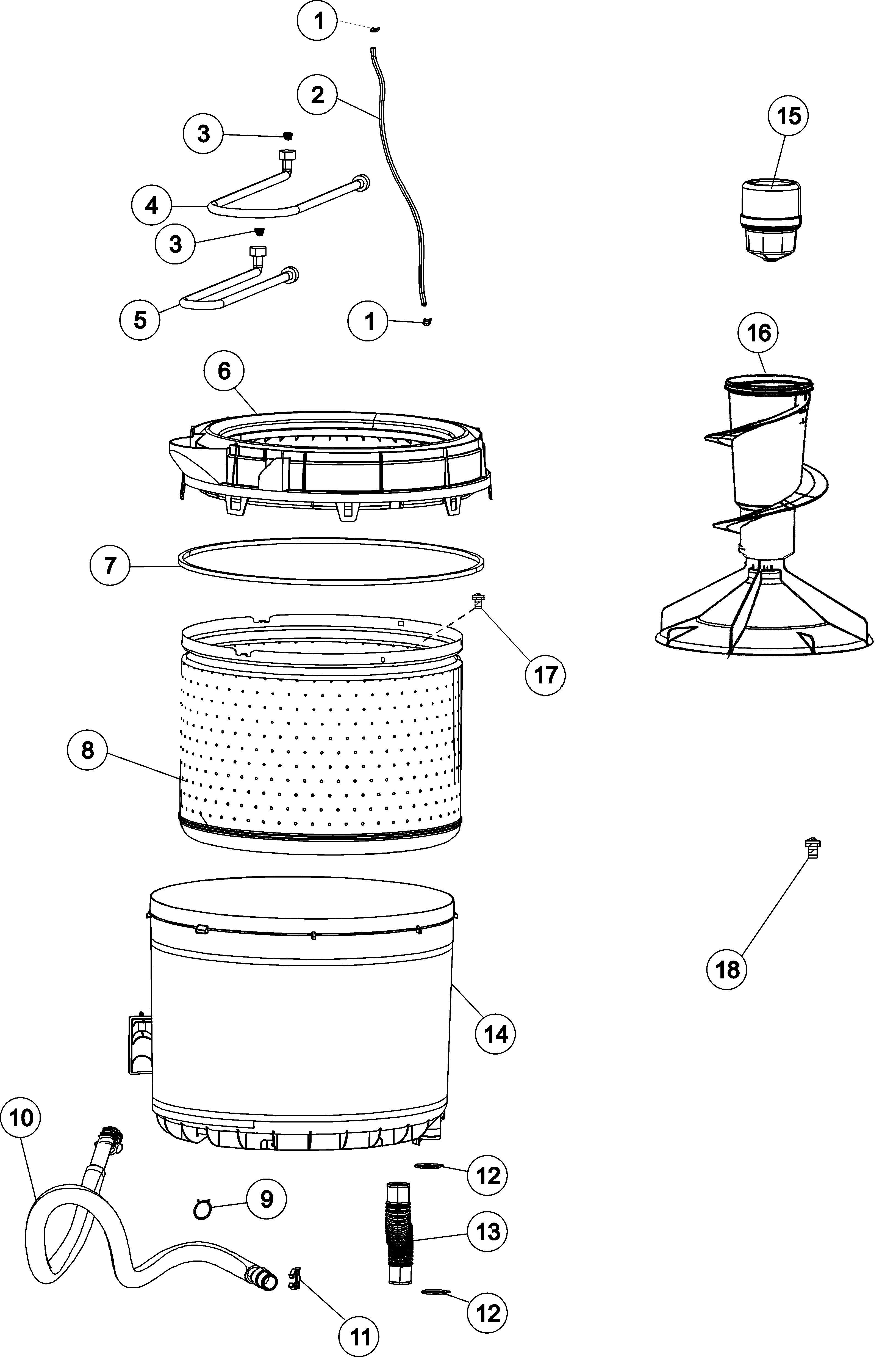 Maytag MAV4757AWW inner - outer tub diagram