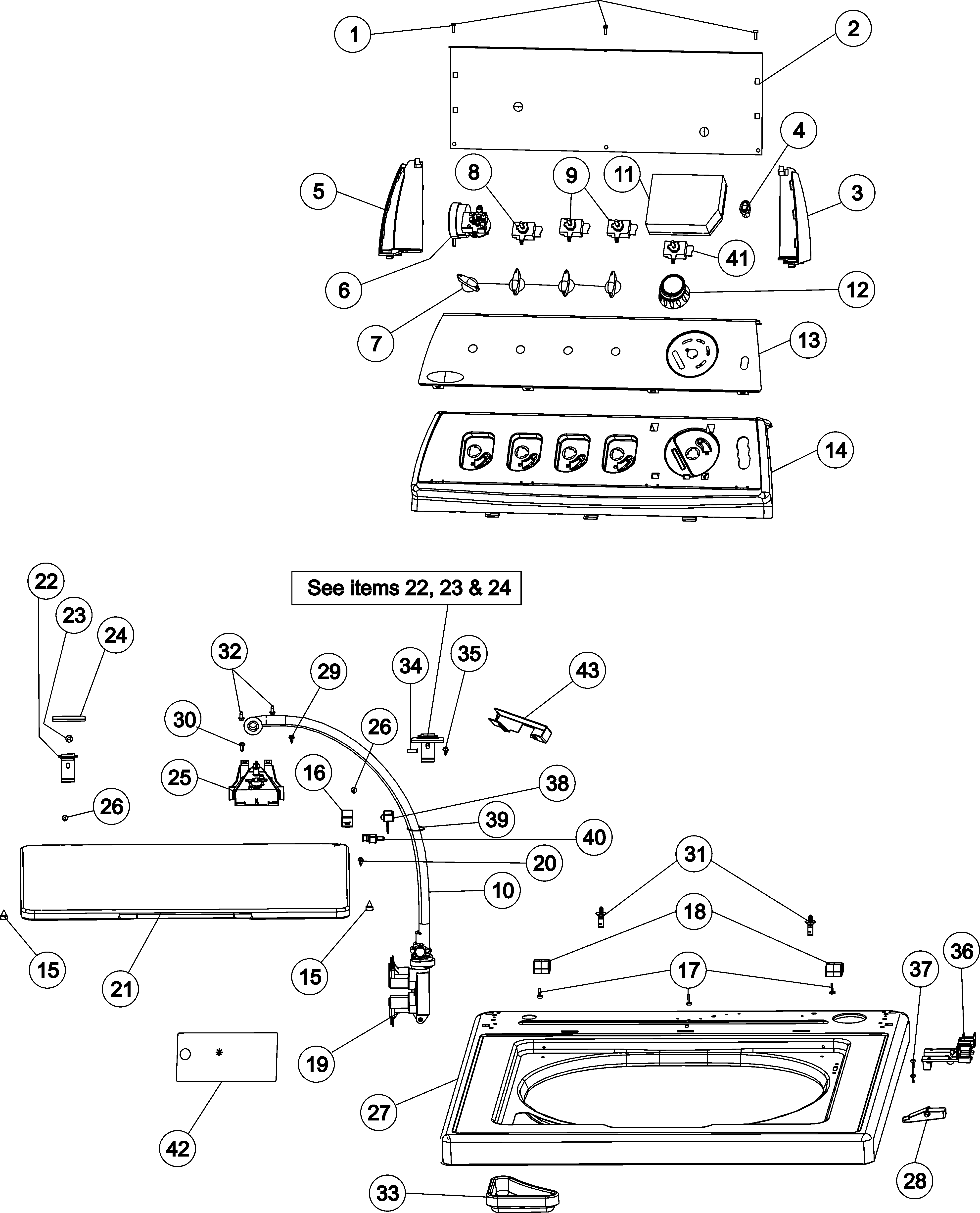 Maytag MAV5920AGW control panel & top diagram