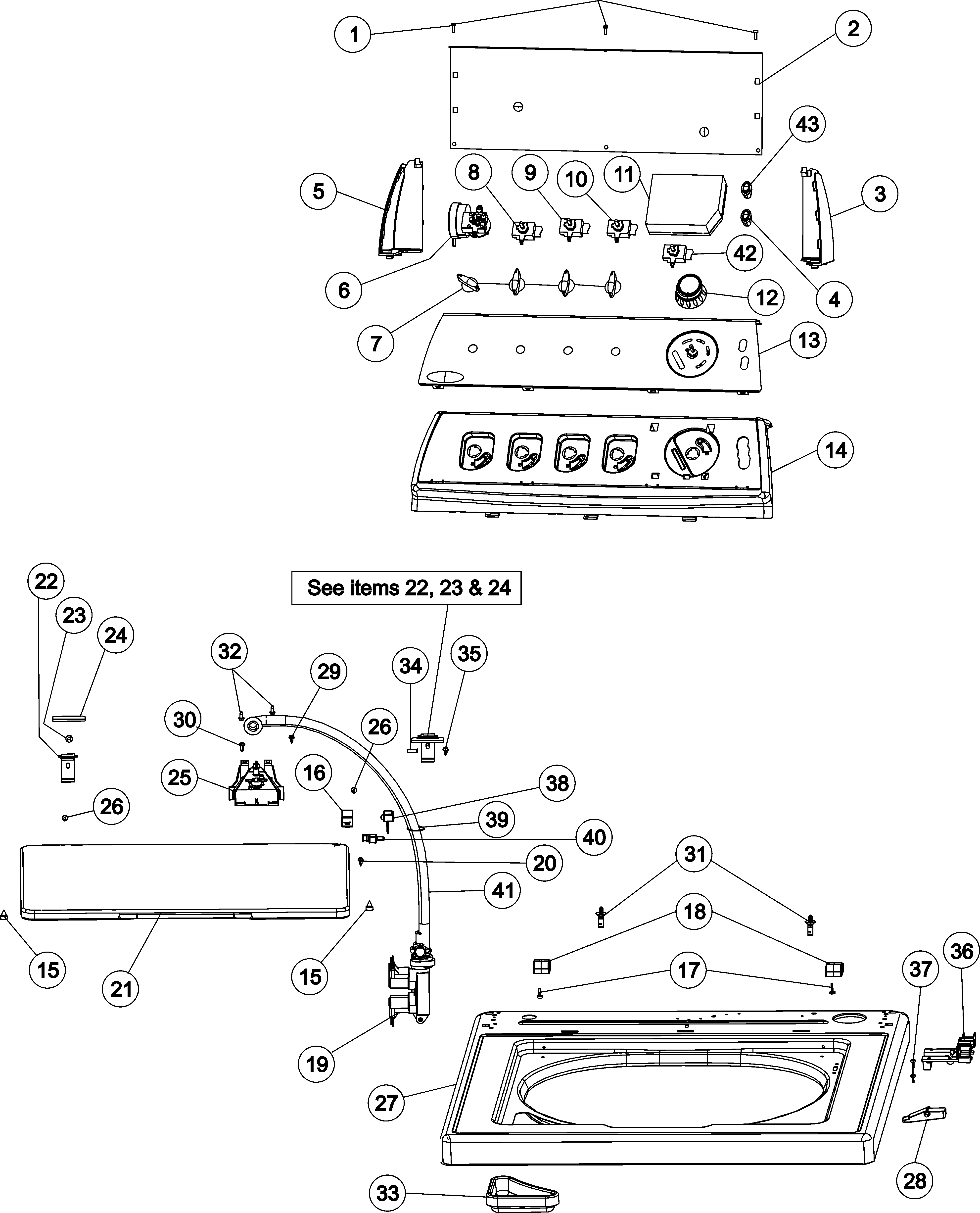 Amana NAV8805EWW control panel & top diagram