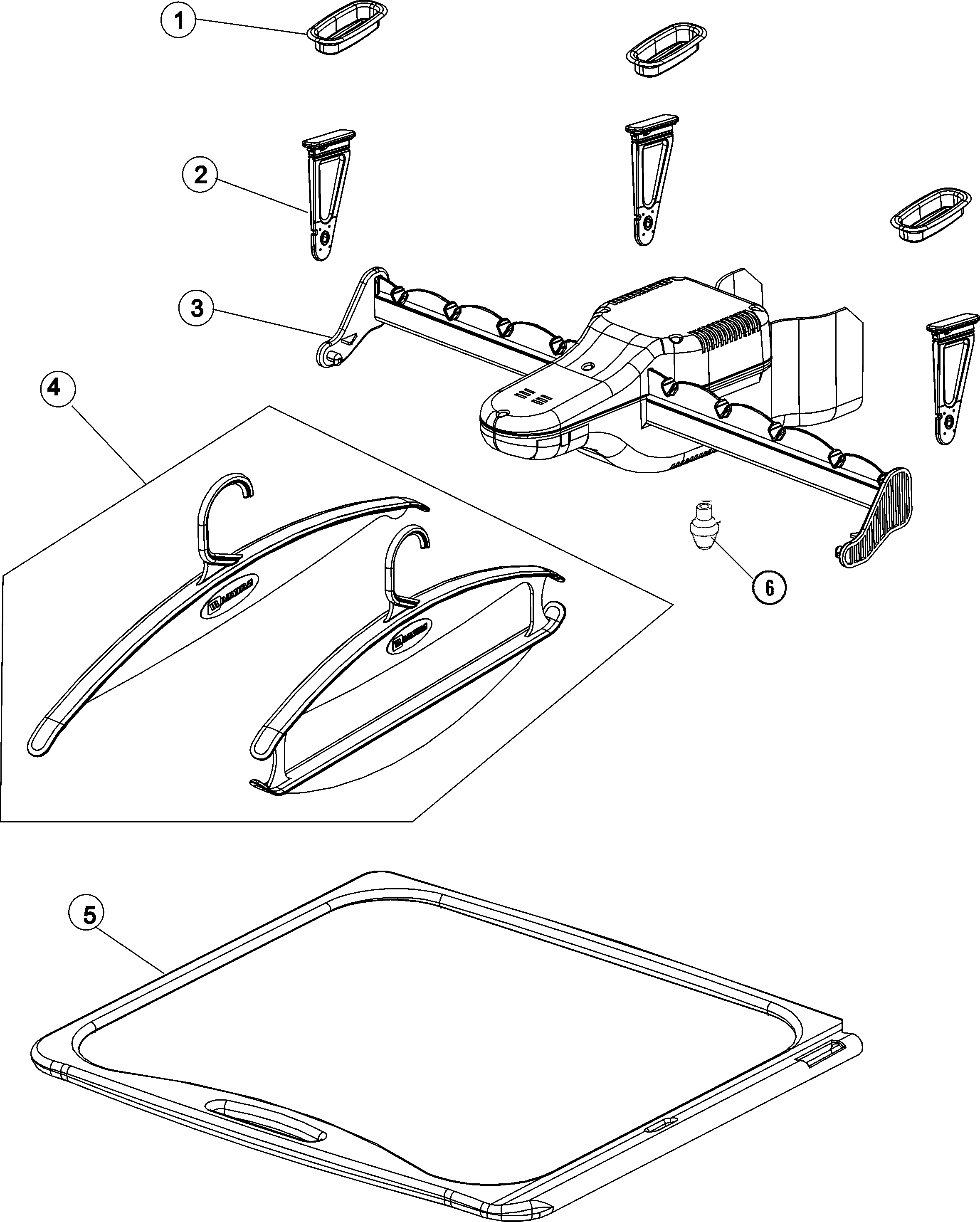 Maytag MCE8000AYW shaker, hangers & racks diagram