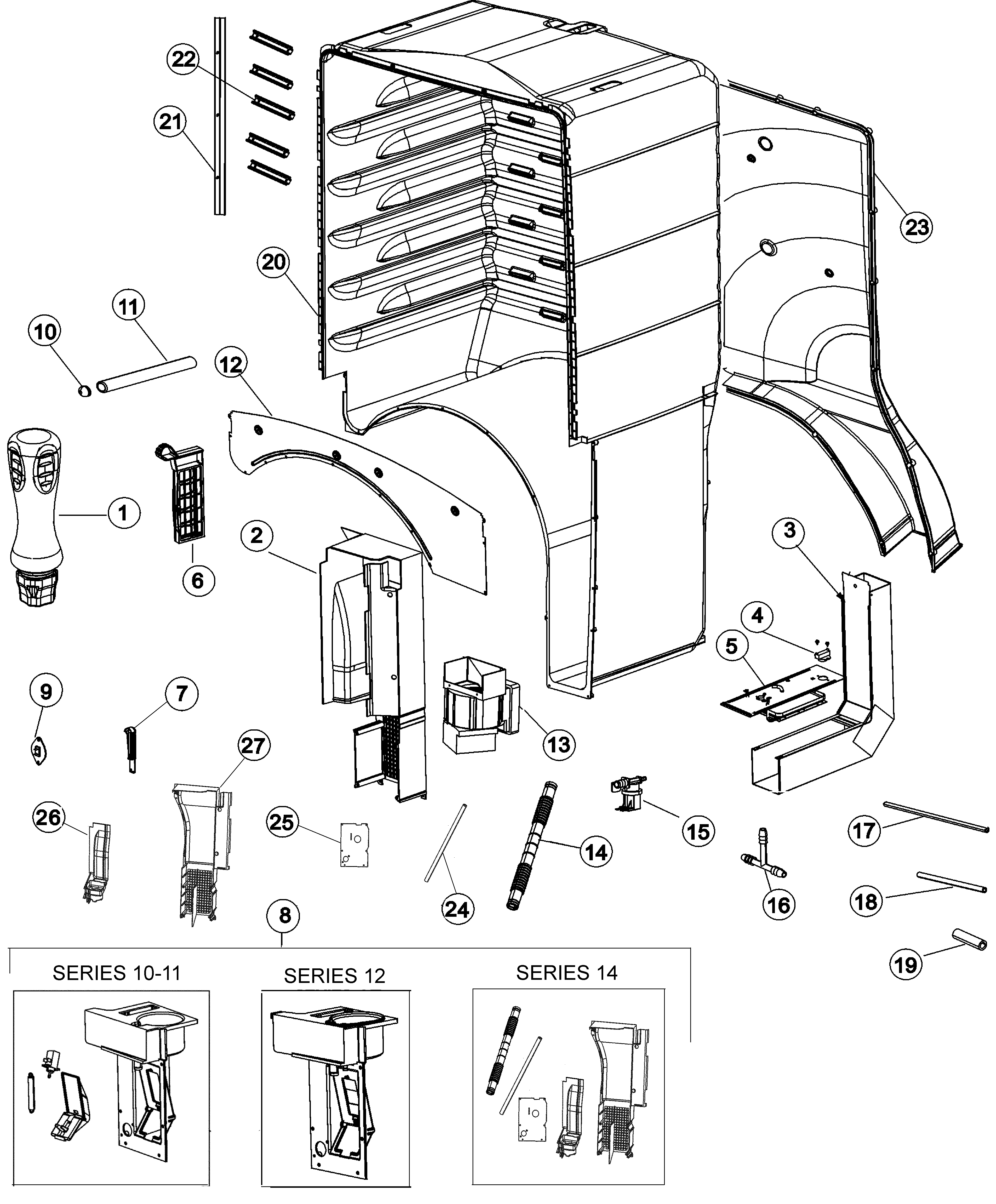 Maytag MCE8000AYW liner, steamer & reservoir diagram