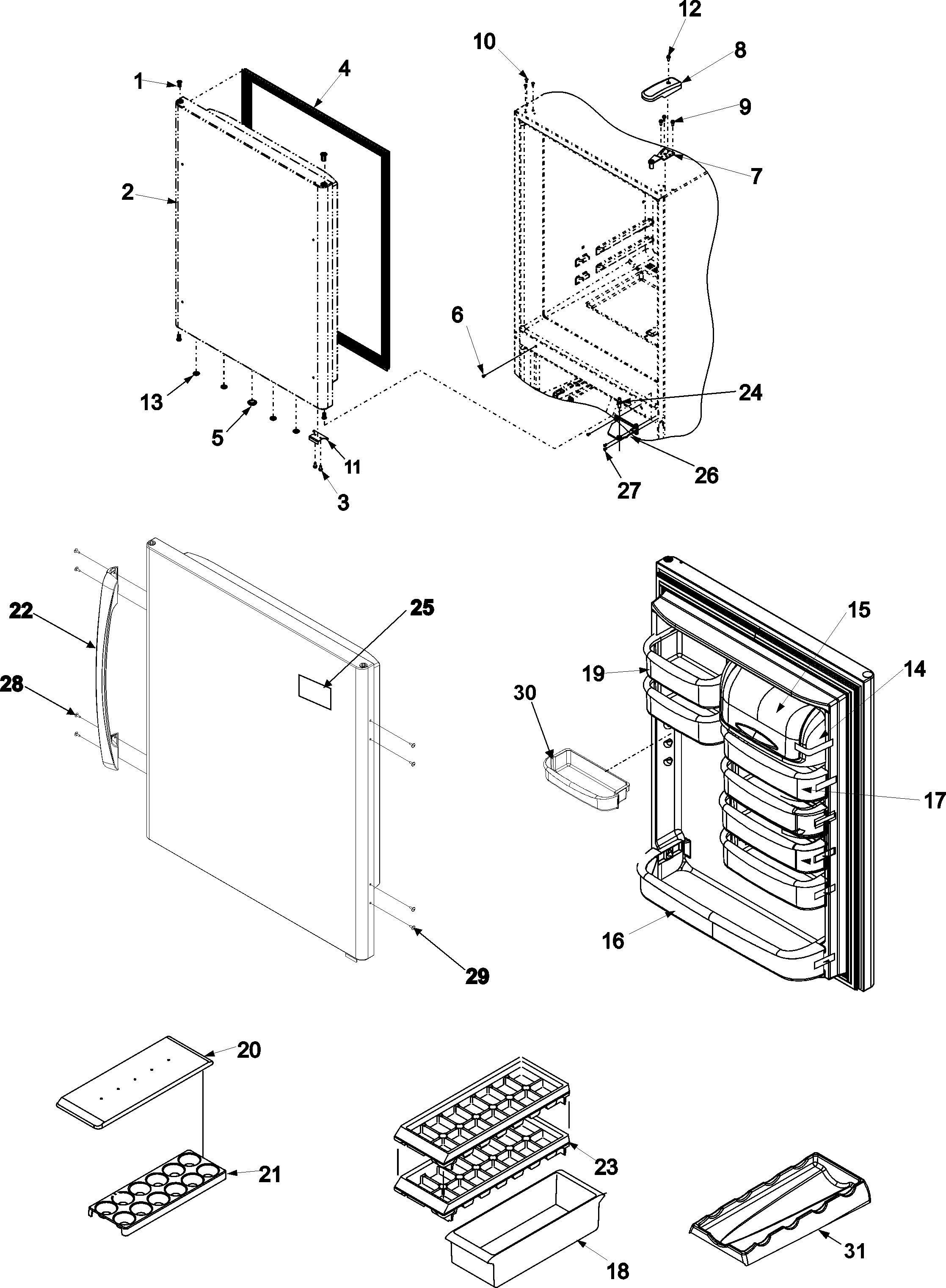Amana ABB2227DEW refrigerator door diagram