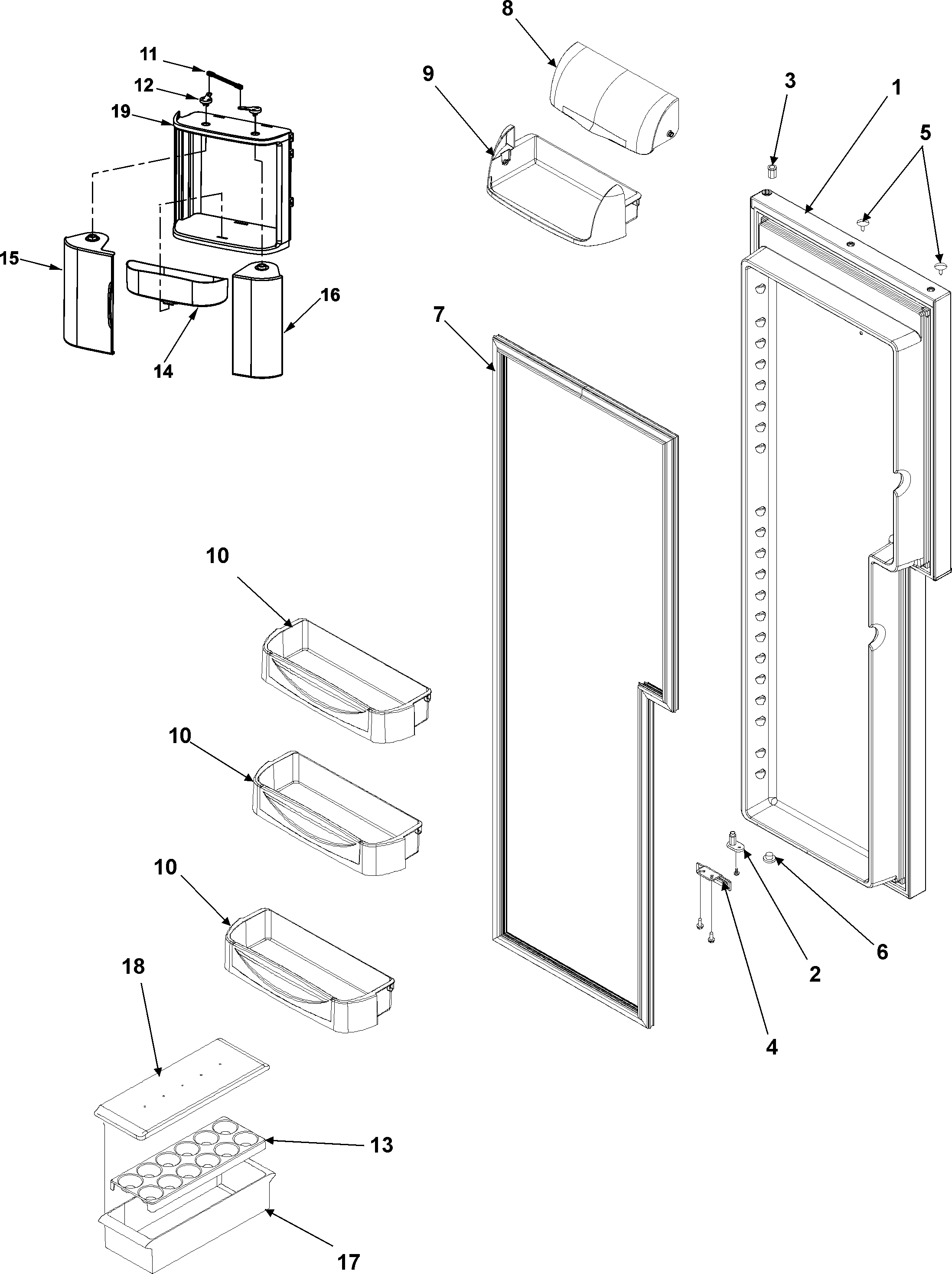 Kenmore 59655654500 refrigerator door diagram