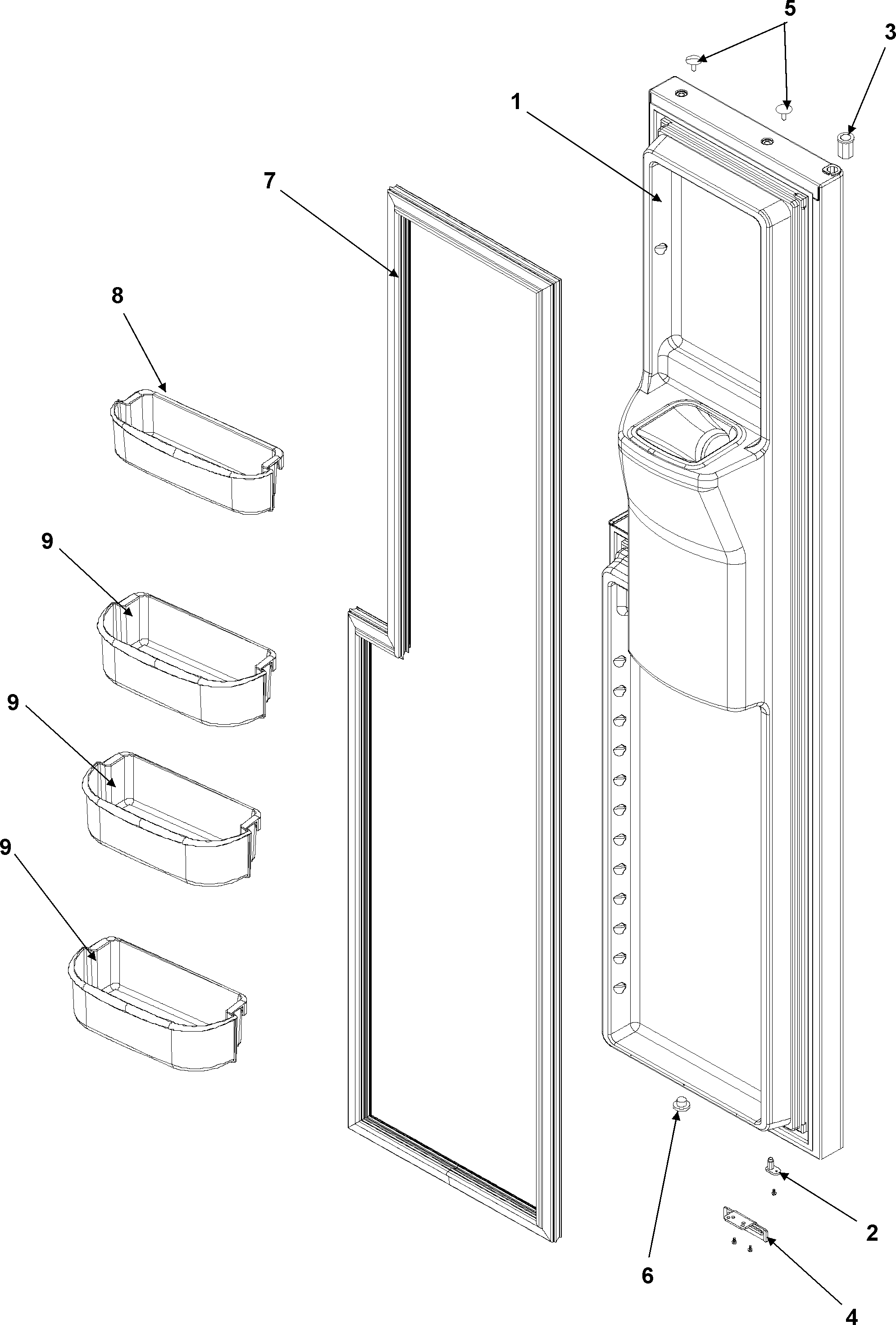 Kenmore 59655654500 freezer door diagram