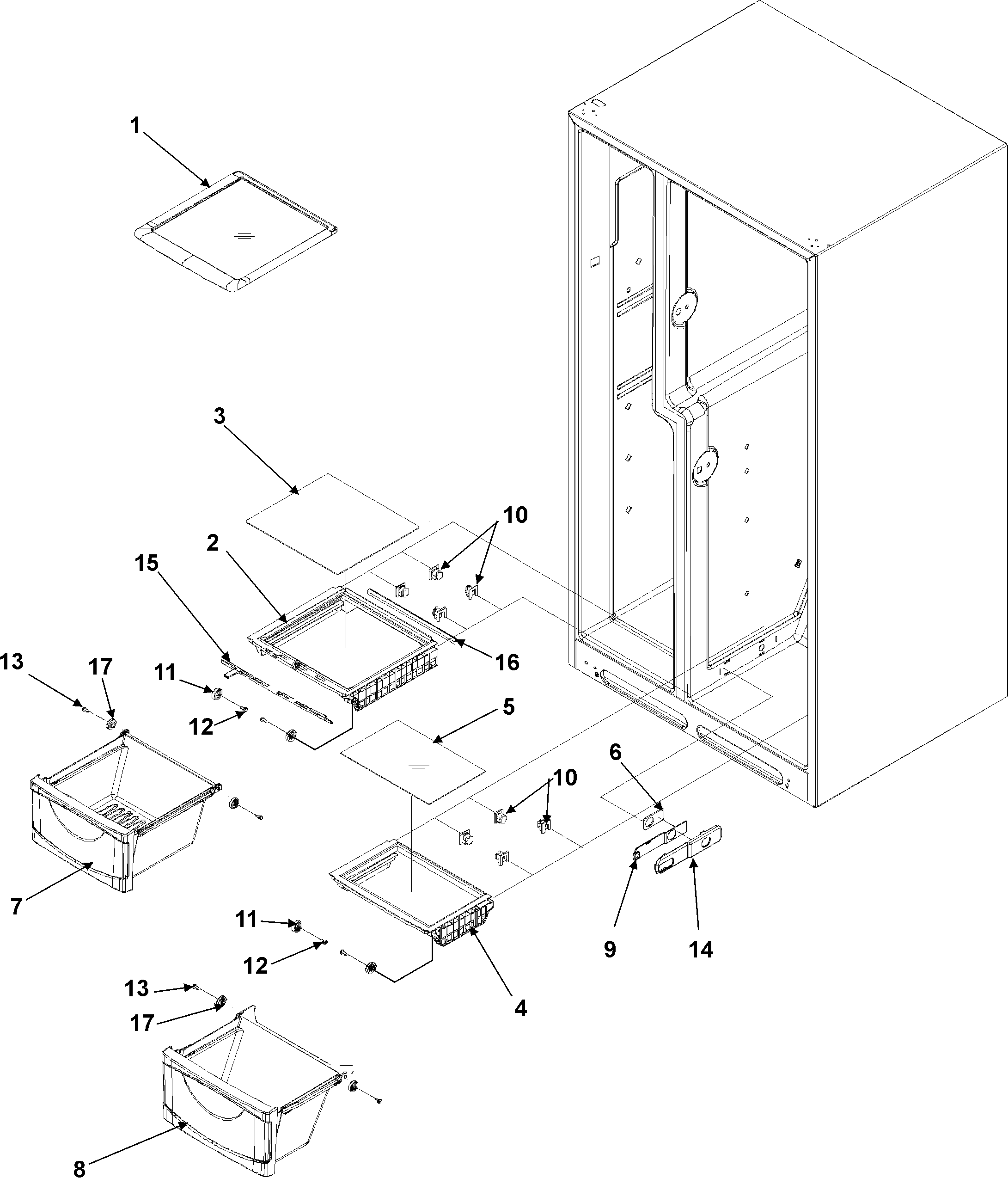 Kenmore 59655654500 crisper assembly diagram