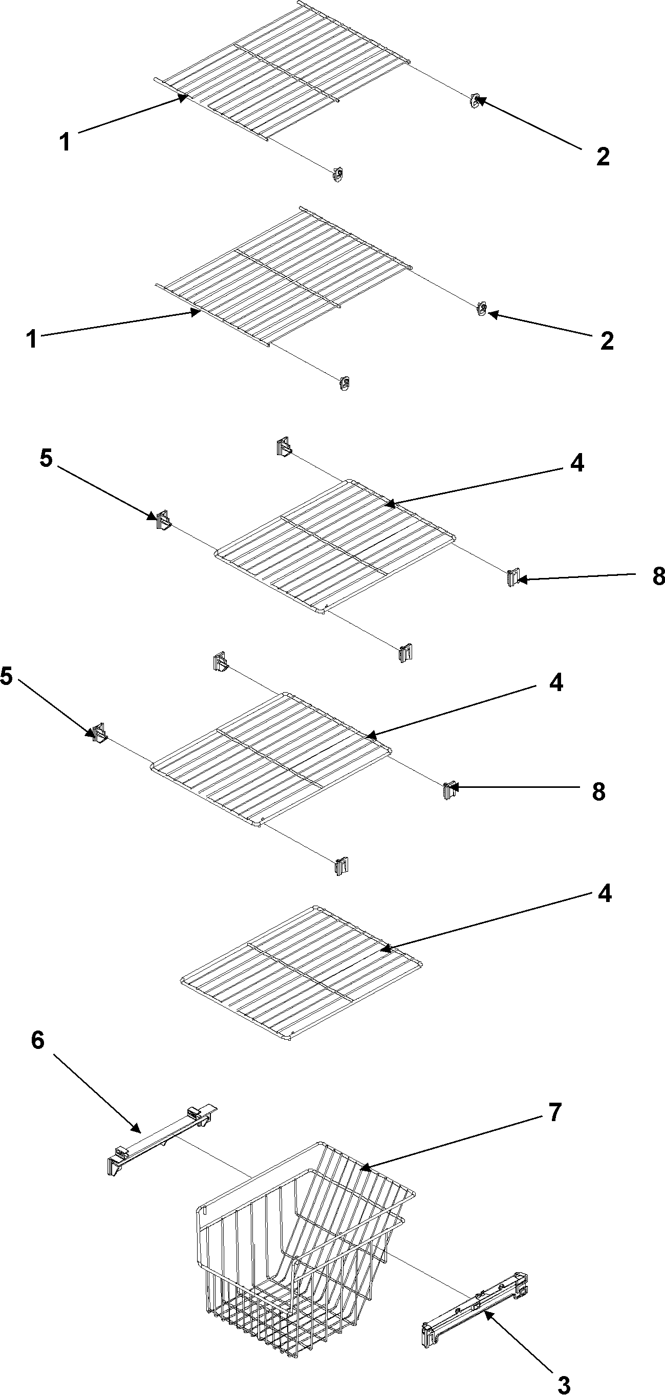 Kenmore 59655654500 freezer shelves diagram