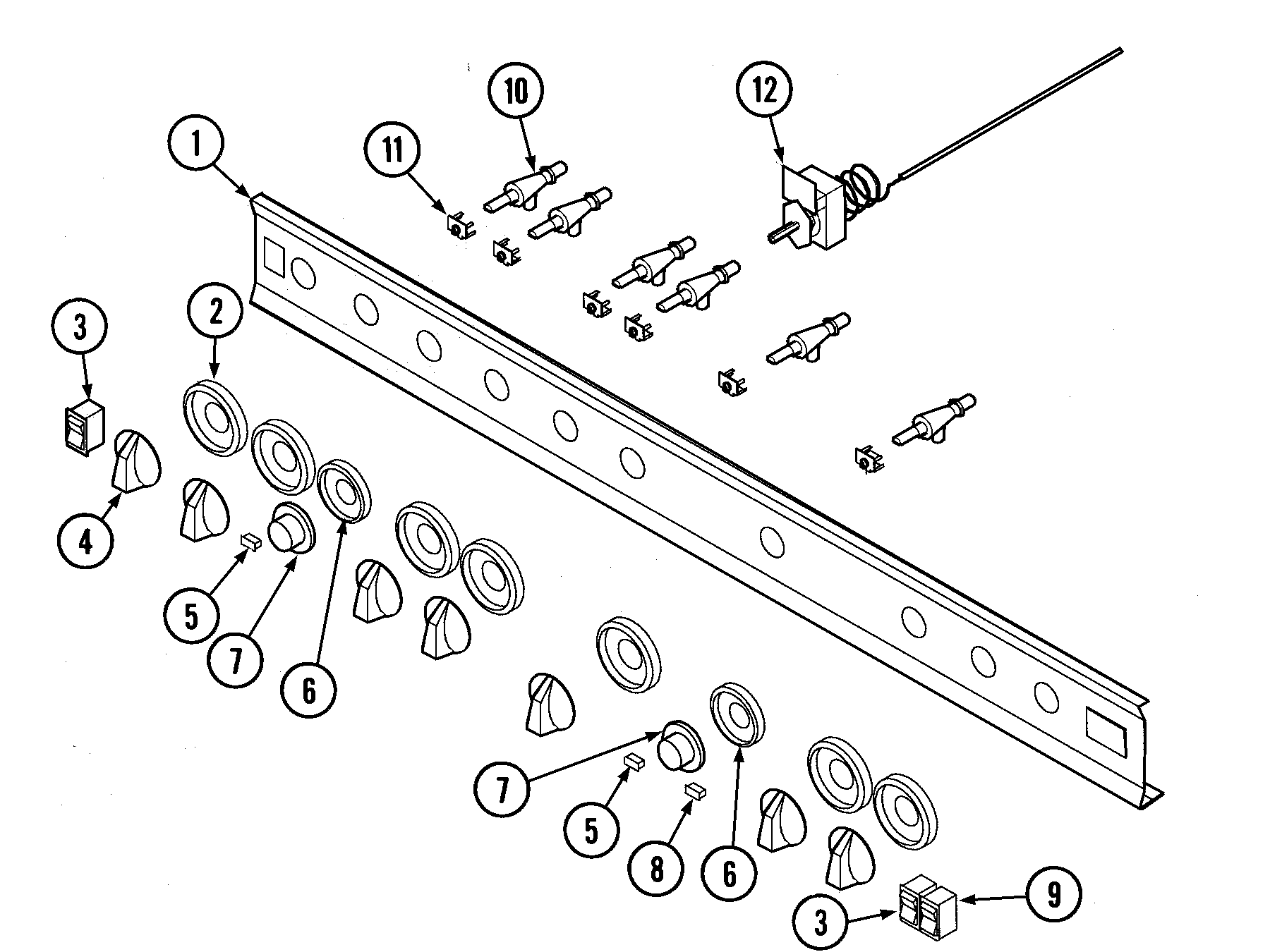 Jade RJGR4873A manifold panel/gas controls diagram