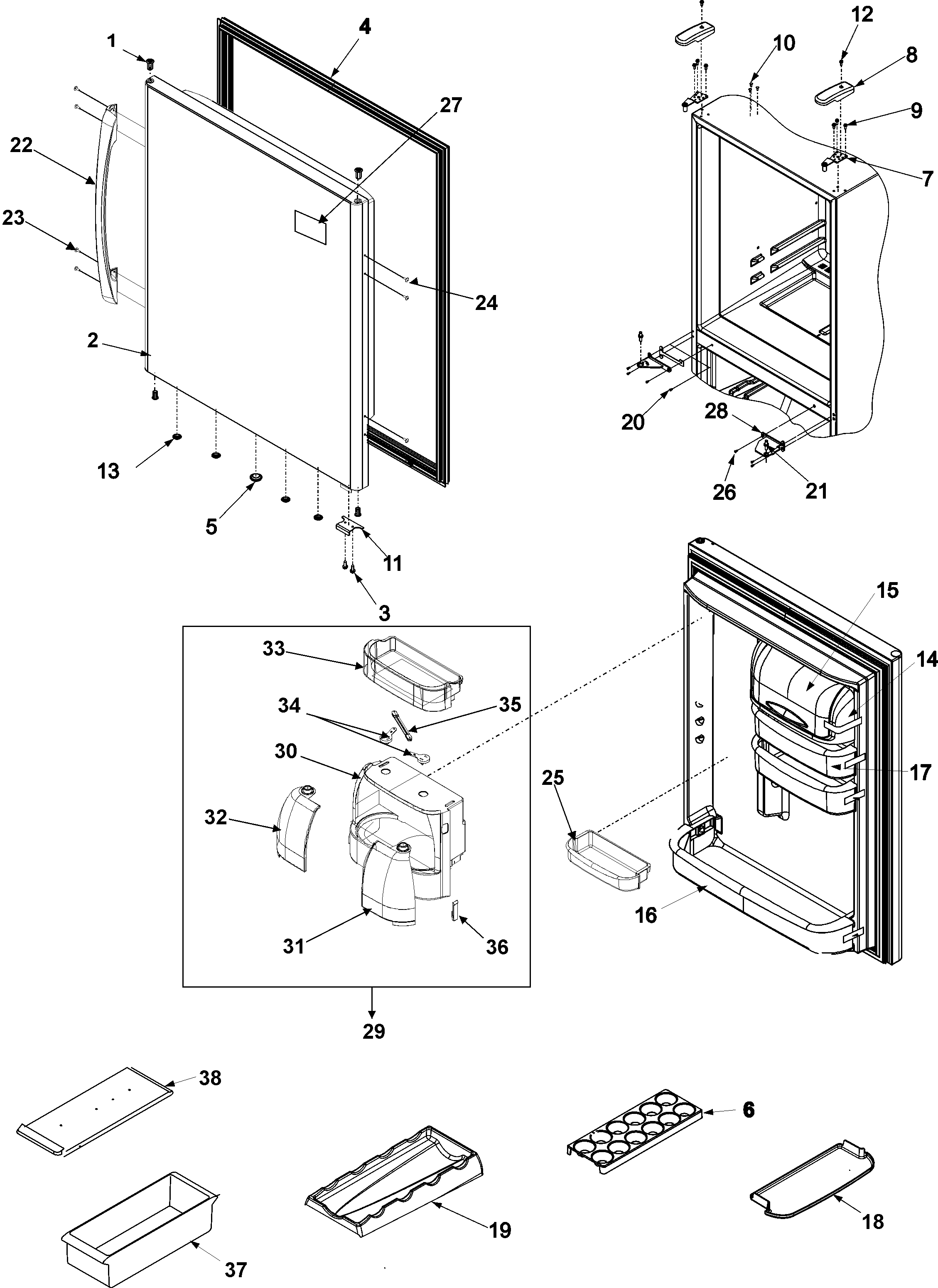 Amana ABD2233DEW0 refrigerator door diagram