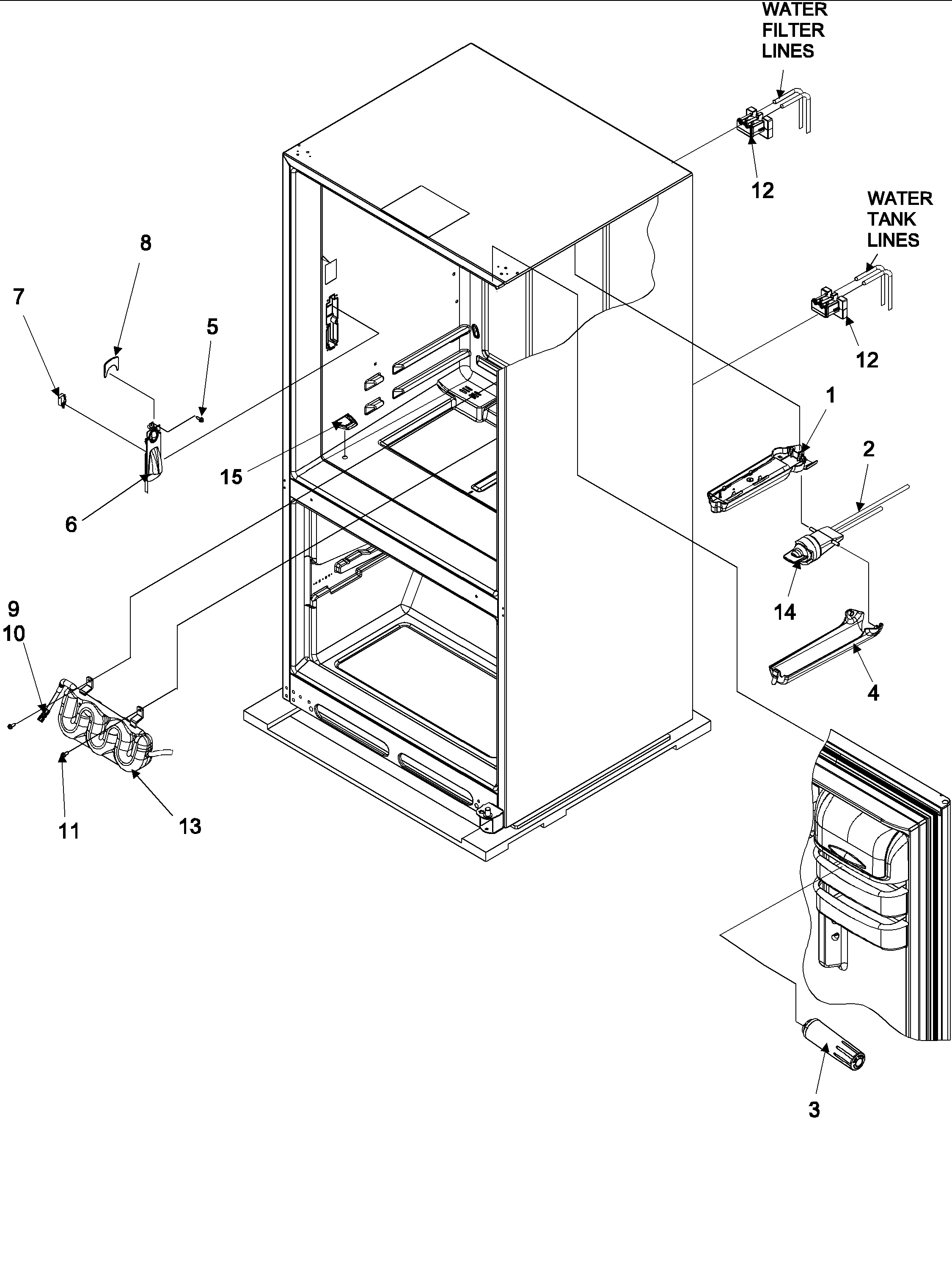 Amana ABD2233DEW0 water dispenser/filter diagram