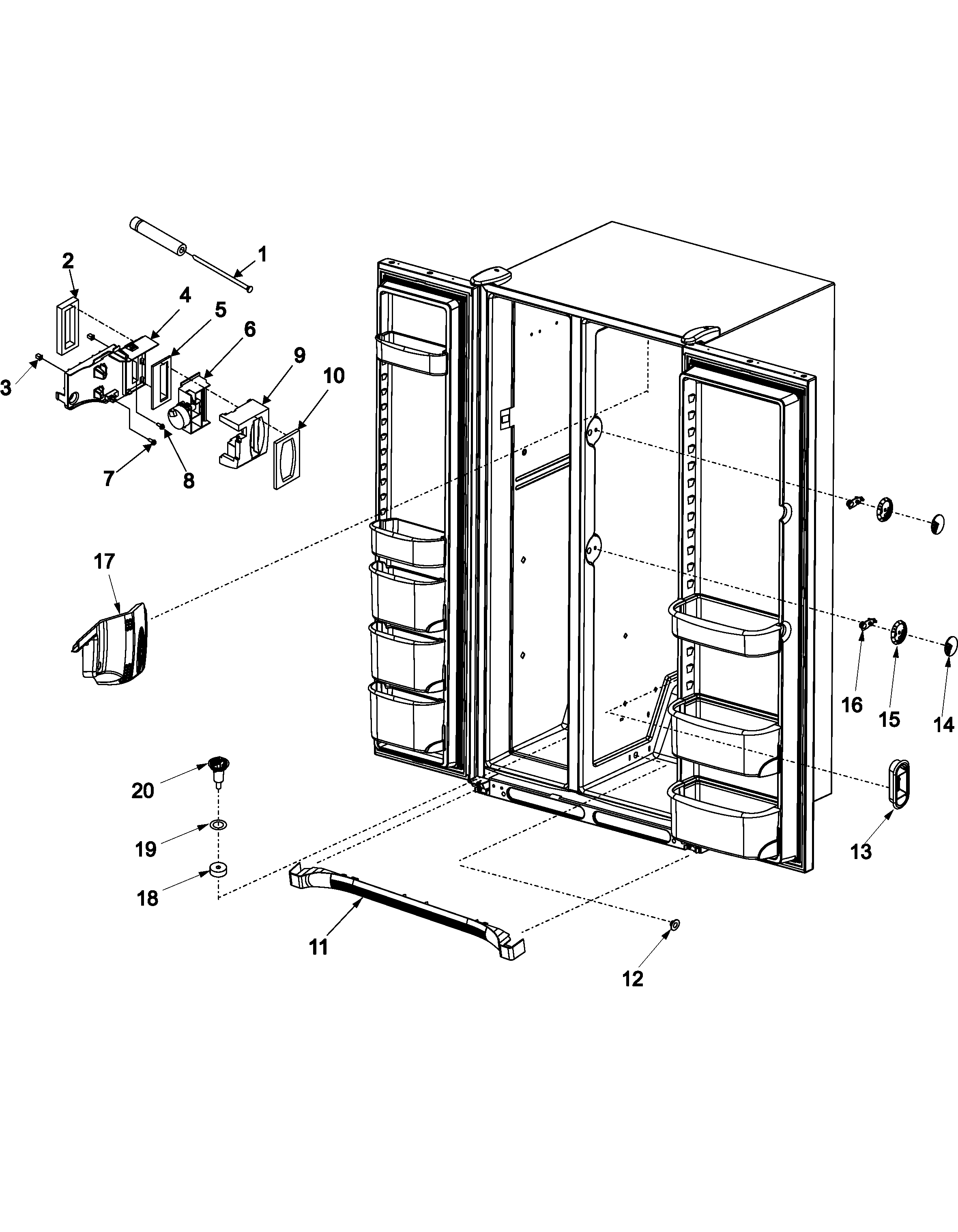 Amana ASD2627KEB elec control and toe grille diagram