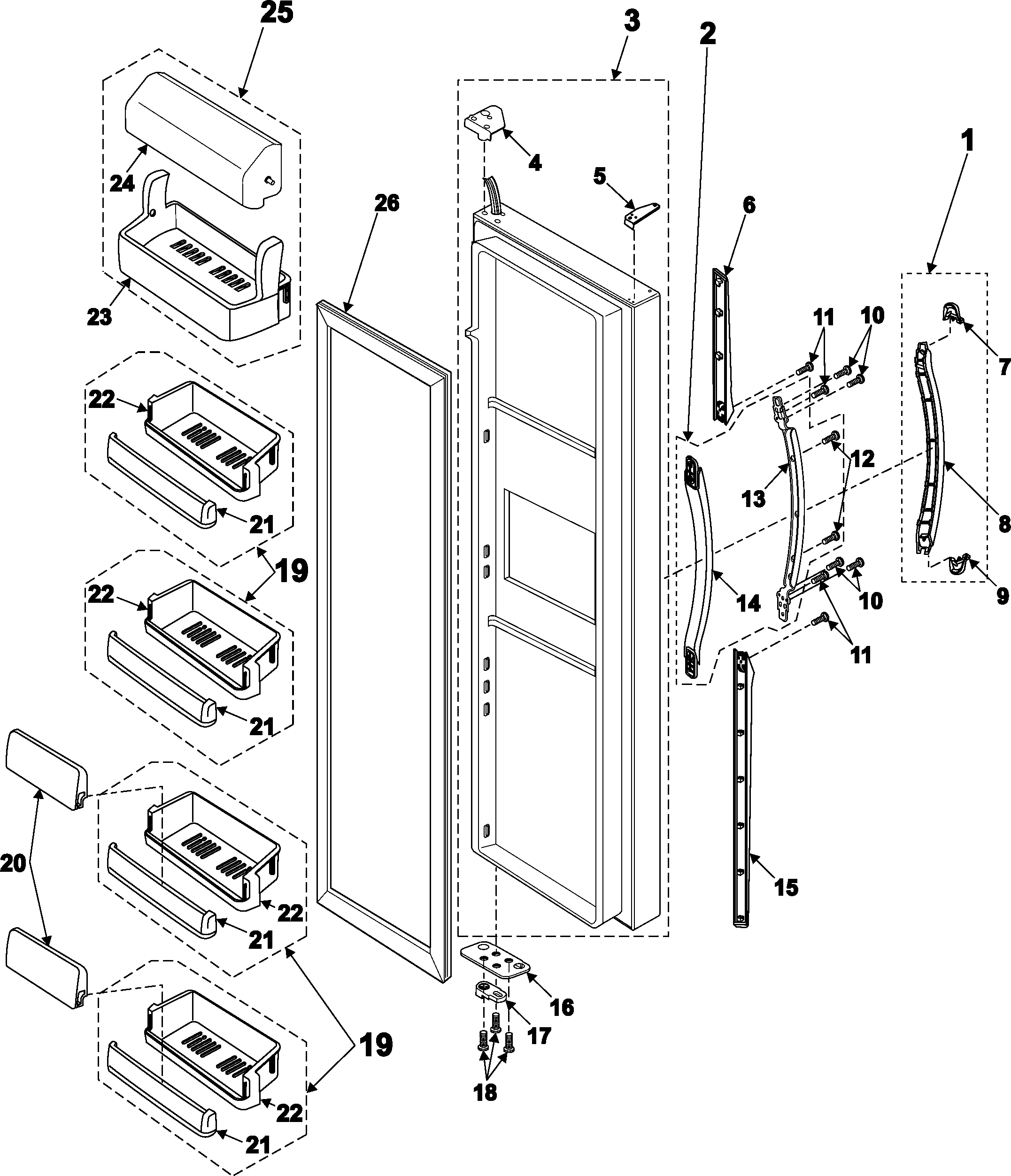 Samsung RS2555BB/XAA refrigerator door diagram