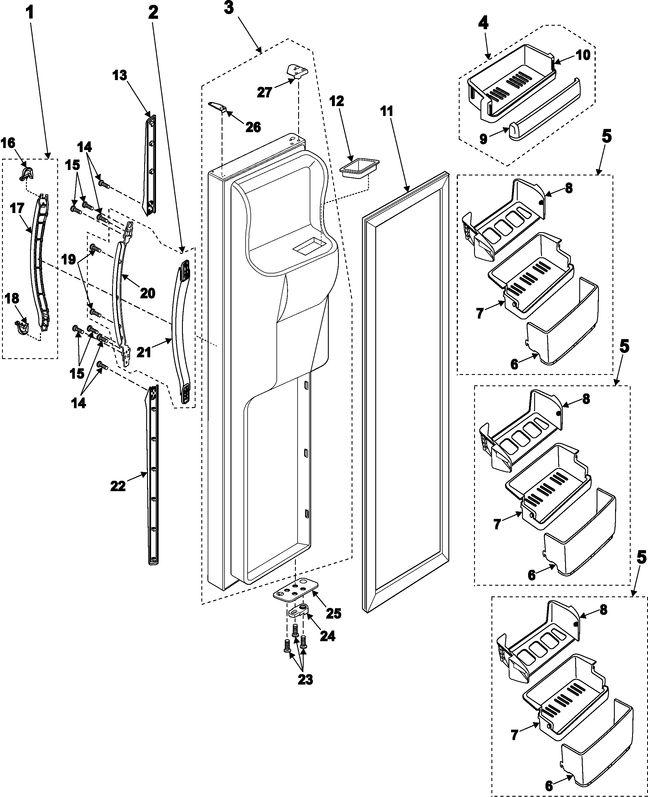 Samsung RS2555BB/XAA freezer door diagram
