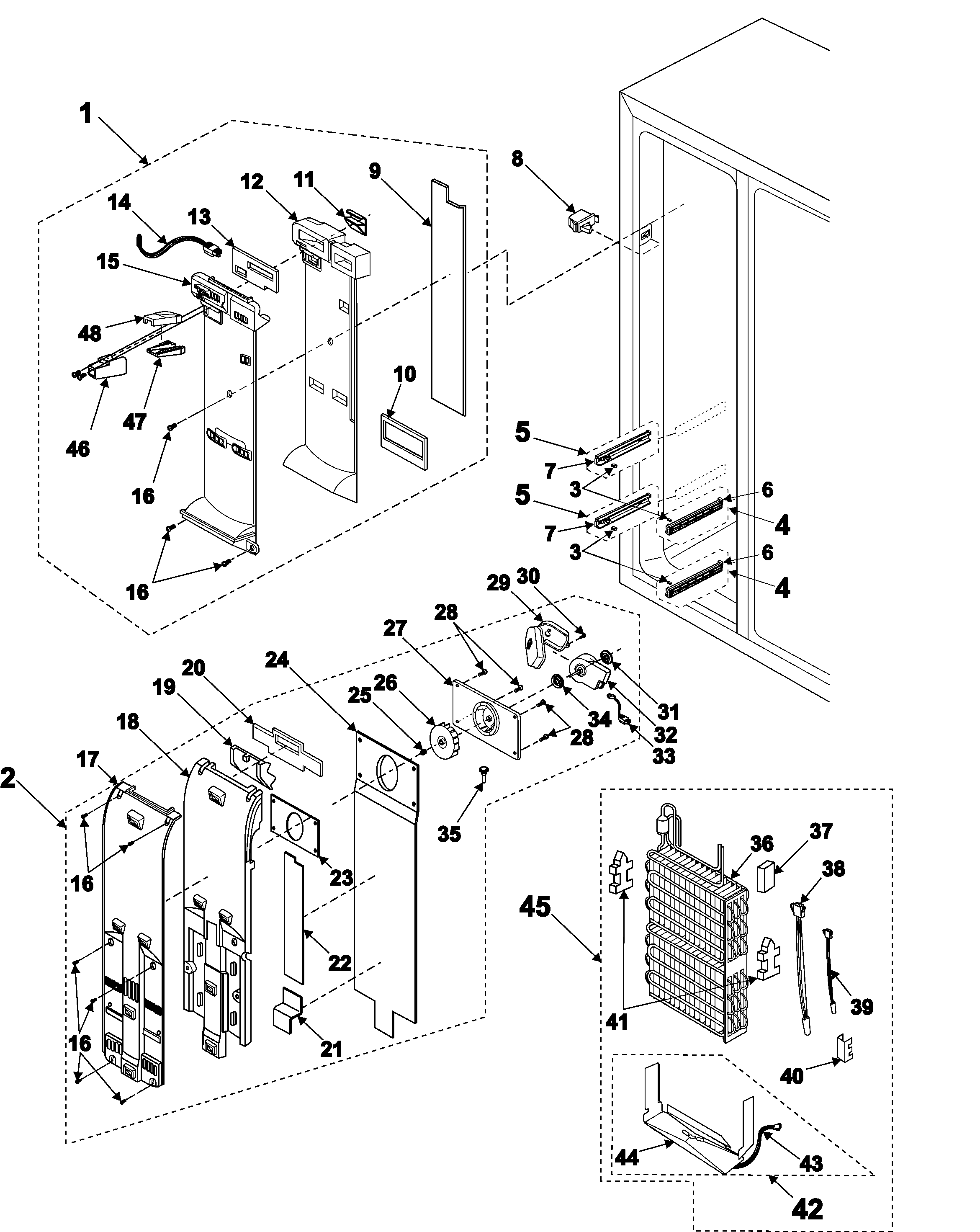 Samsung RS2555BB/XAA freezer compartment diagram