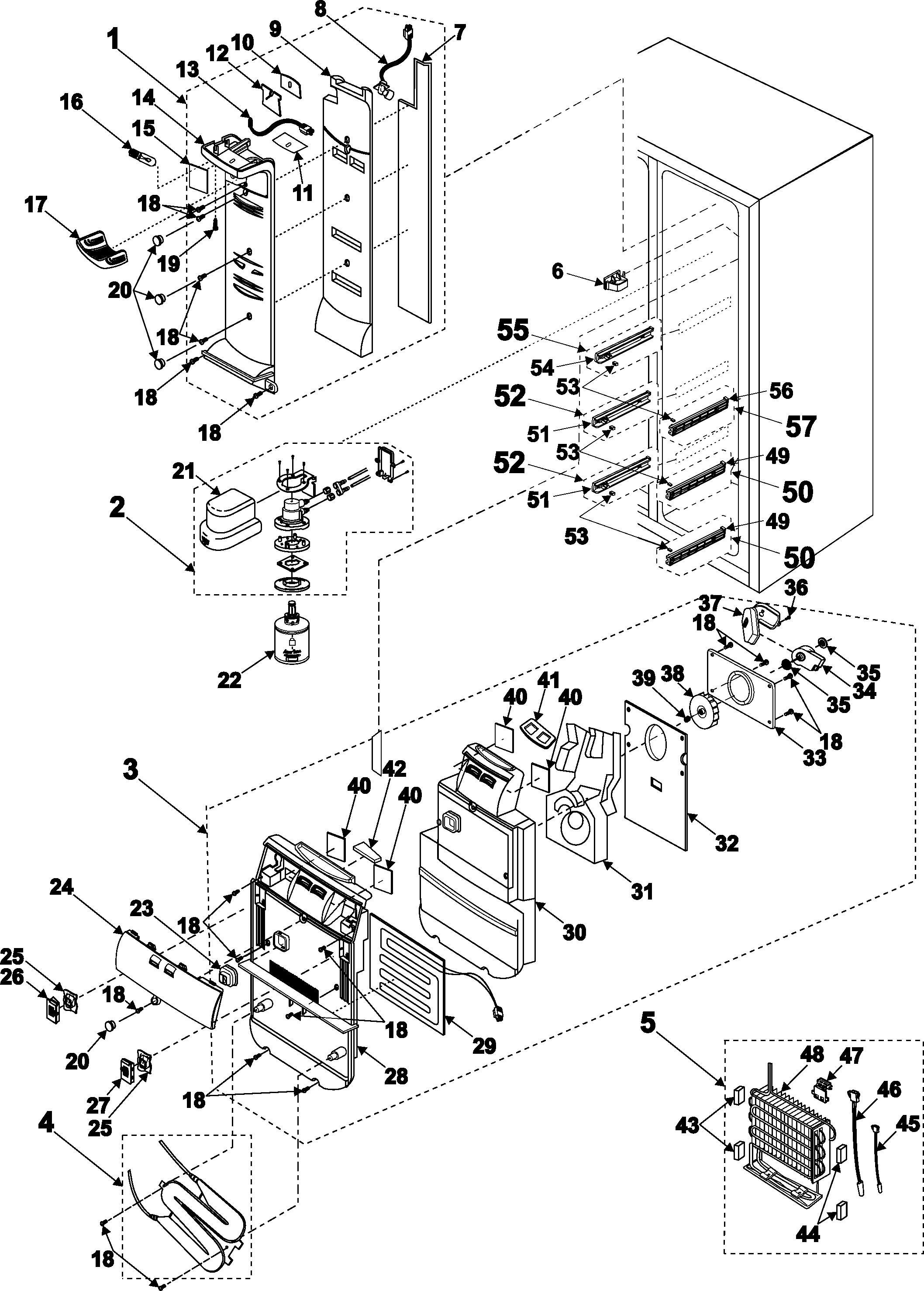 Samsung RS2533SW/XAA refrigerator compartment diagram