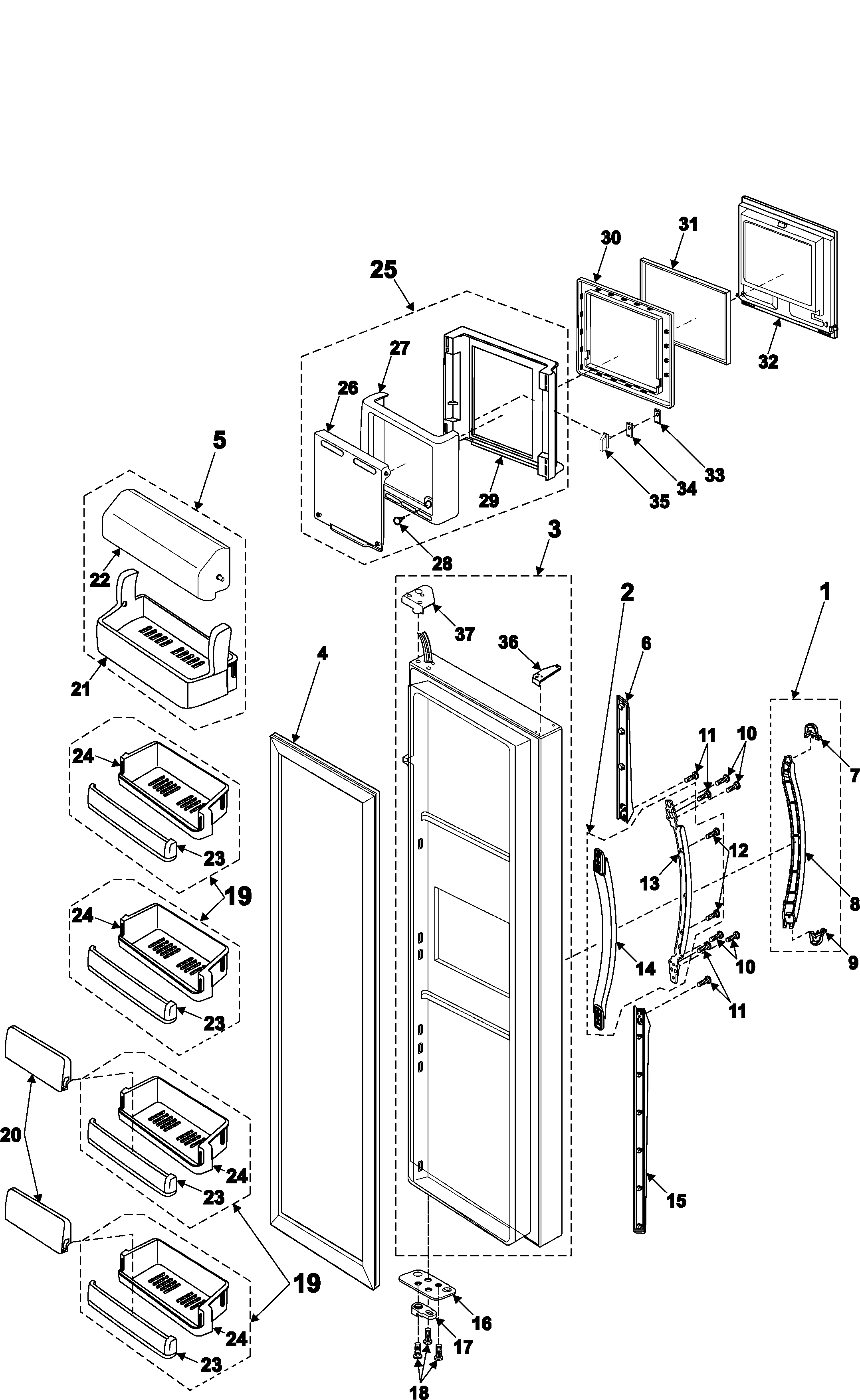 Samsung RS2577BB/XAA refrigerator door diagram