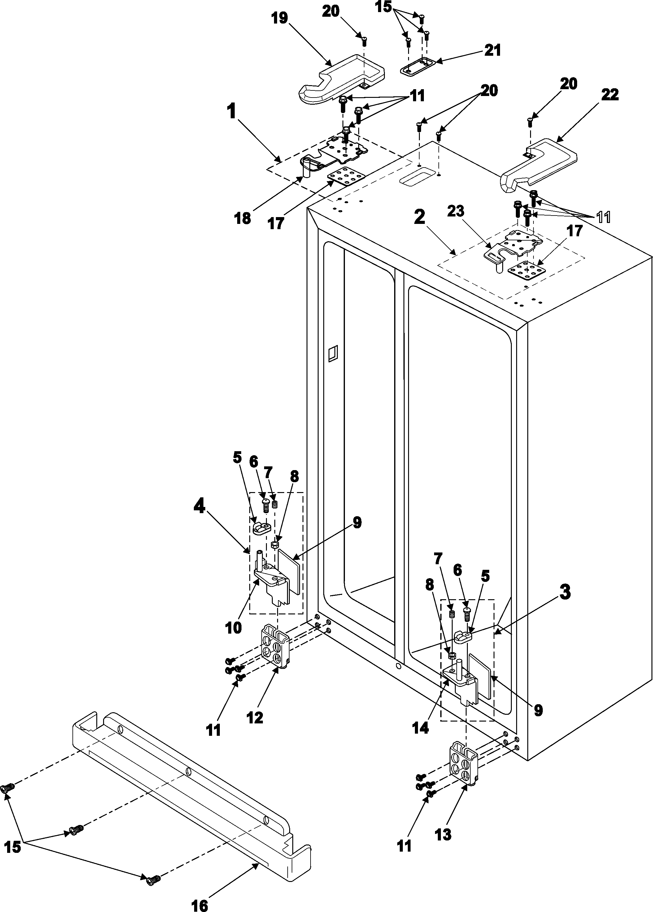 Samsung RS2577BB/XAA hinges diagram