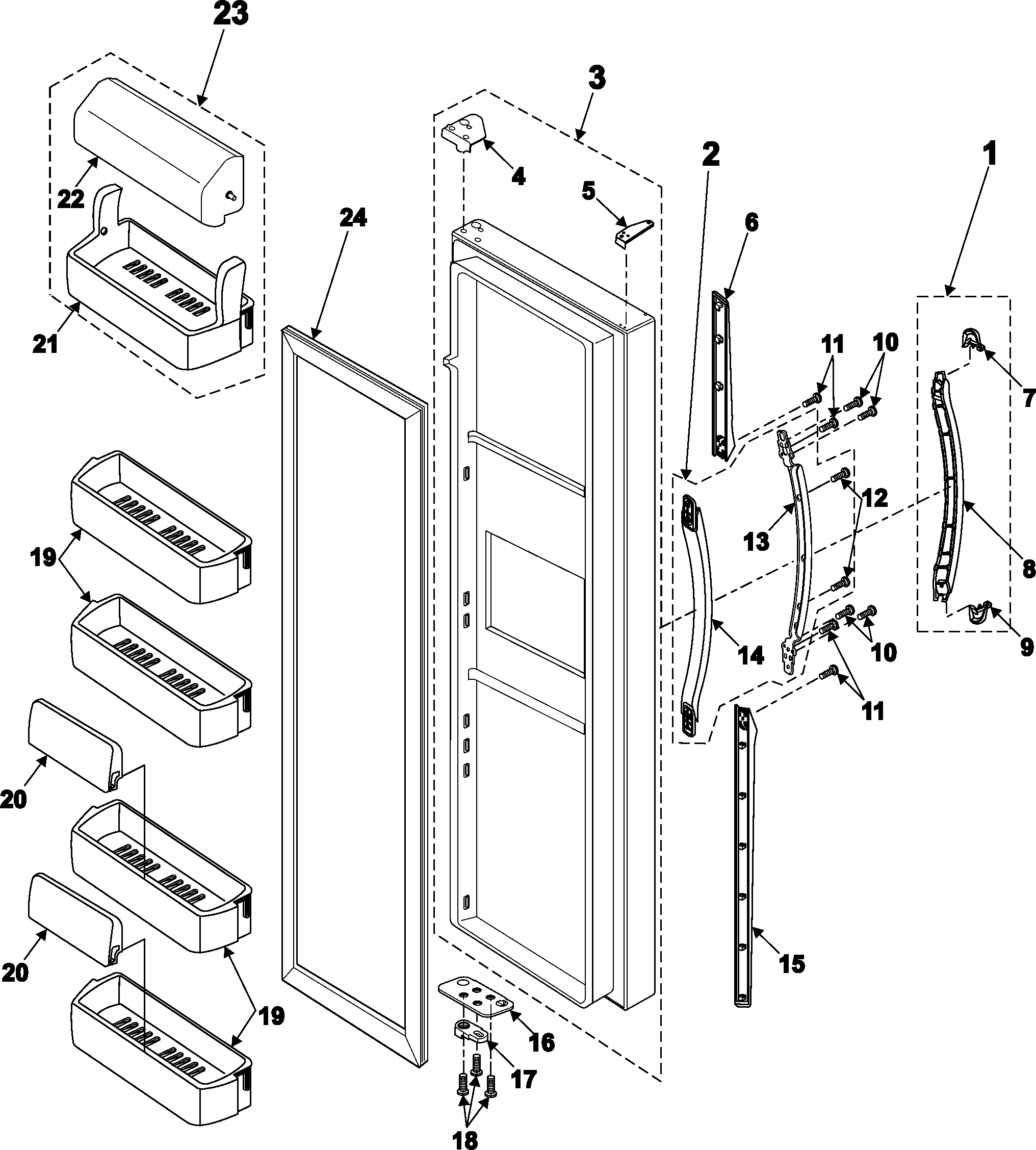 Samsung RS2534BB/XAA refrigerator door diagram