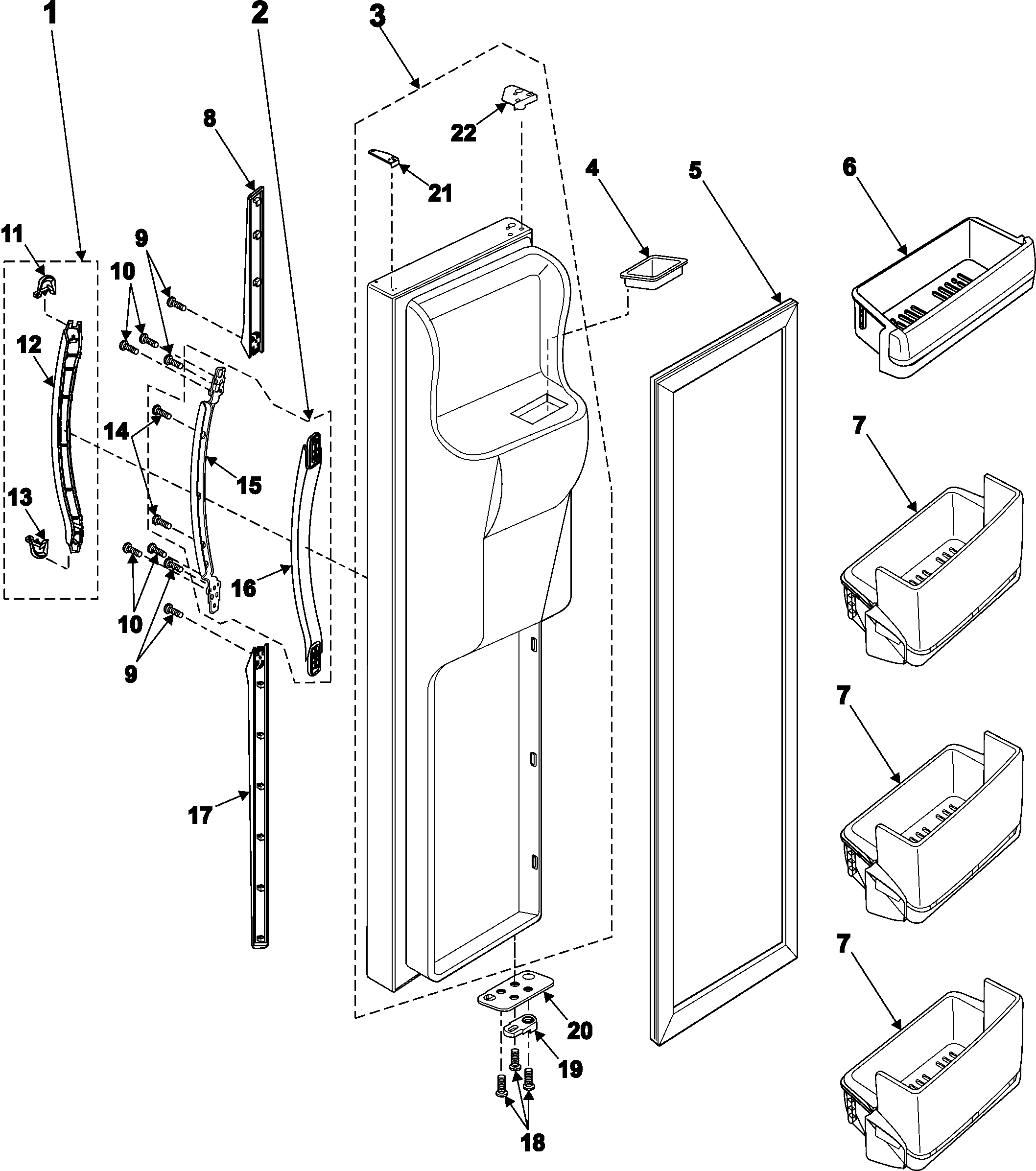 Samsung RS2534BB/XAA freezer door diagram