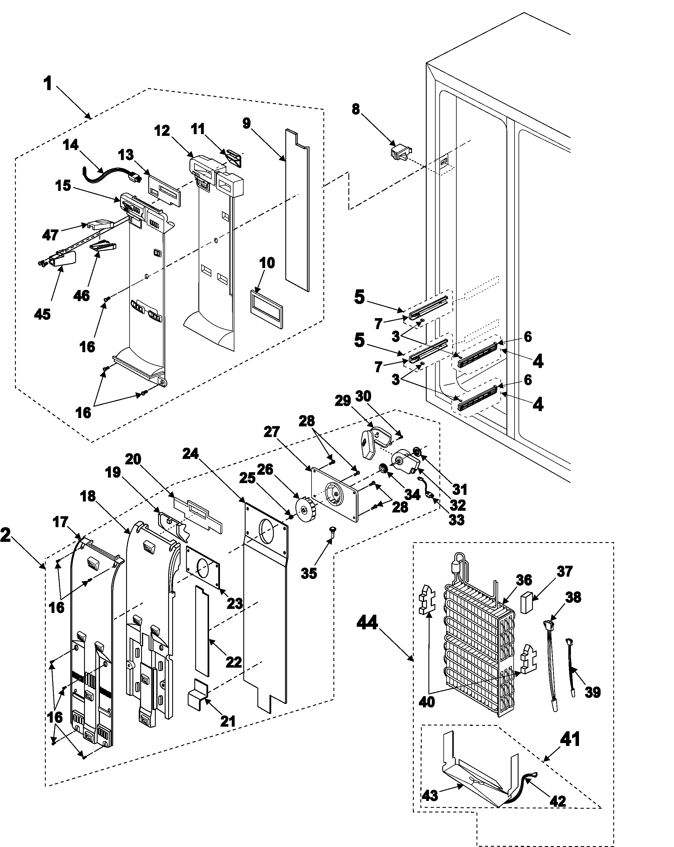 Samsung RS2578BB/XAA freezer compartment diagram
