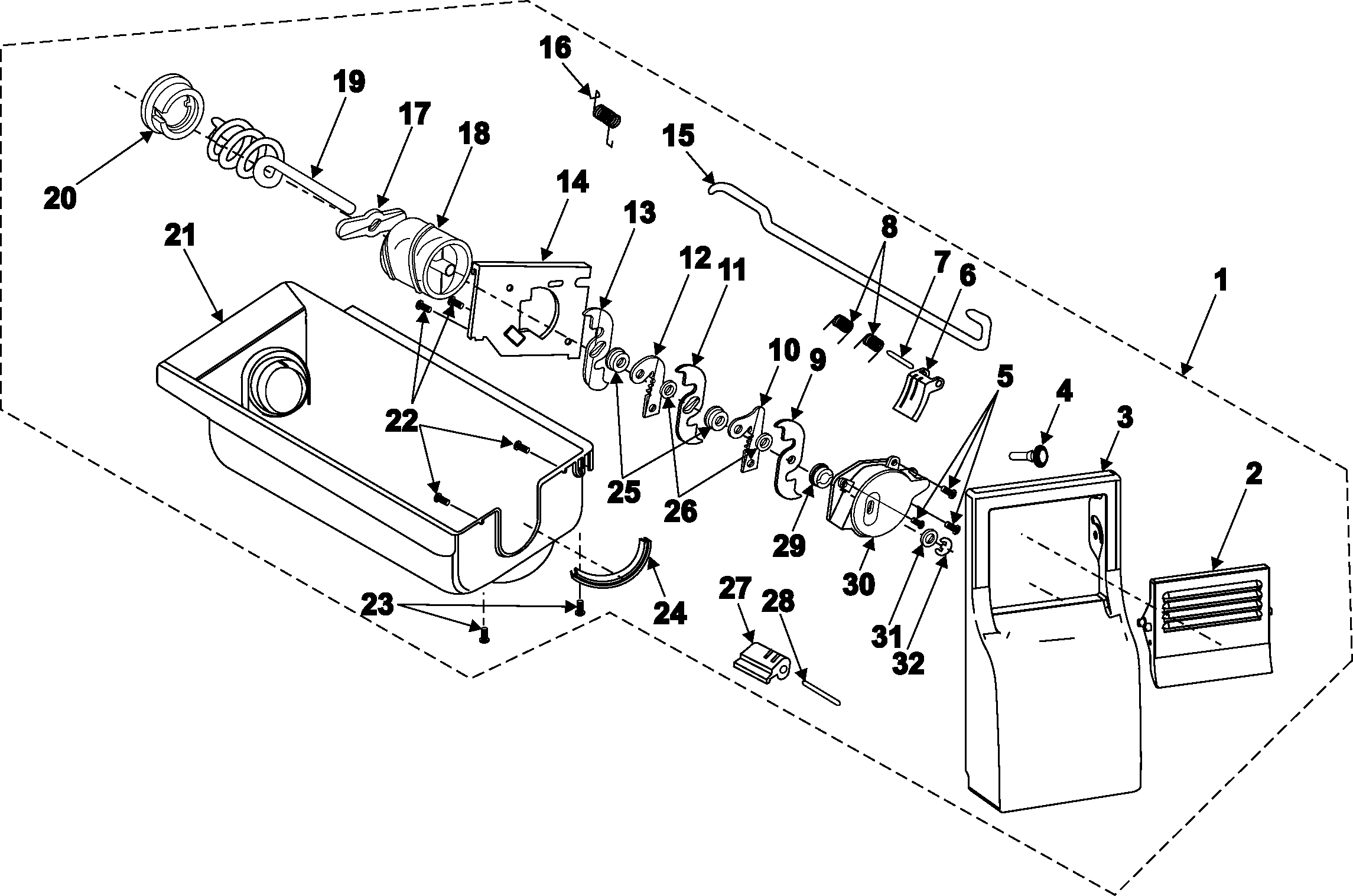 Samsung RS2666SW/XAA ice bin diagram