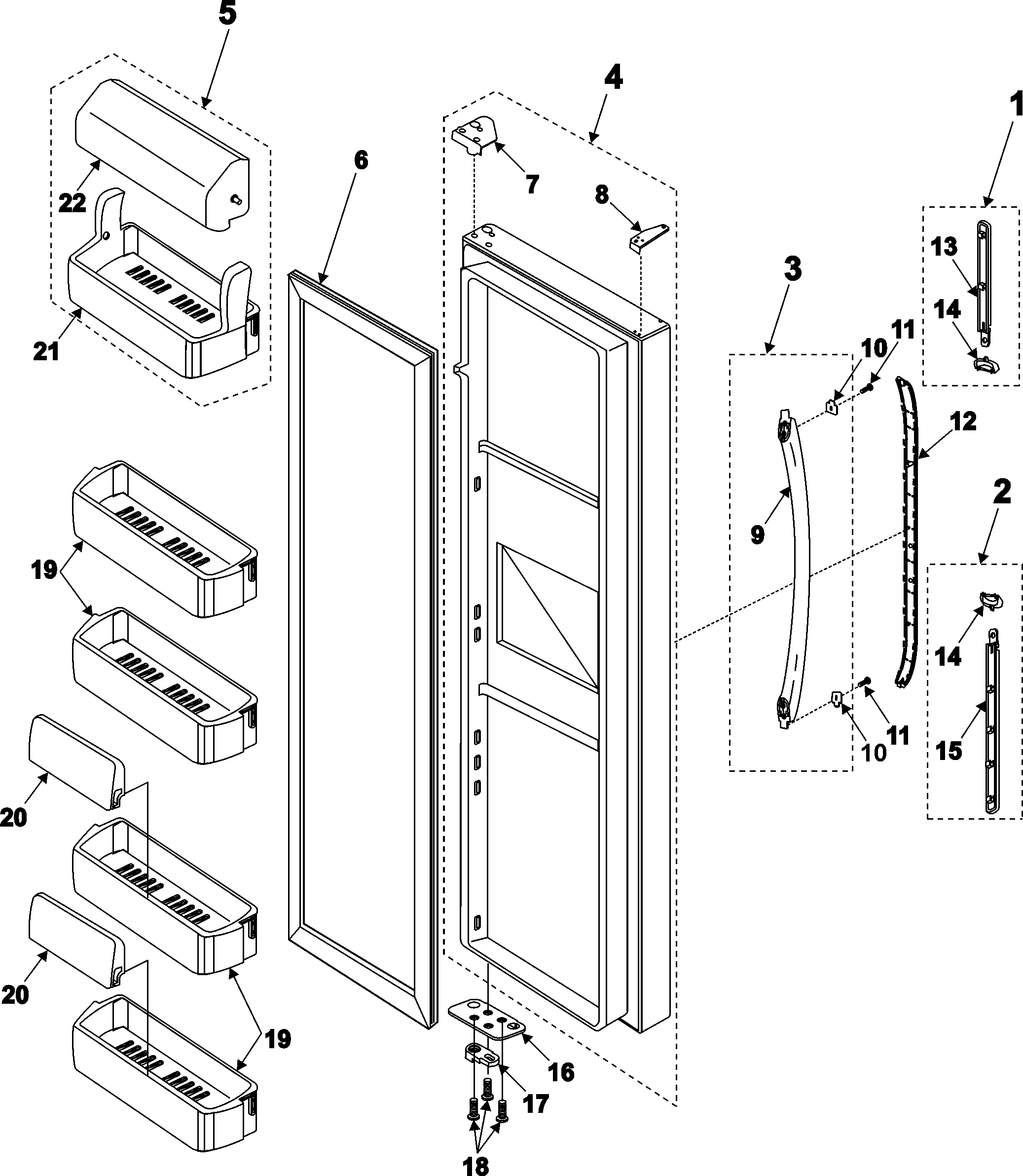 Samsung RS2520SW/XAA refrigerator door diagram