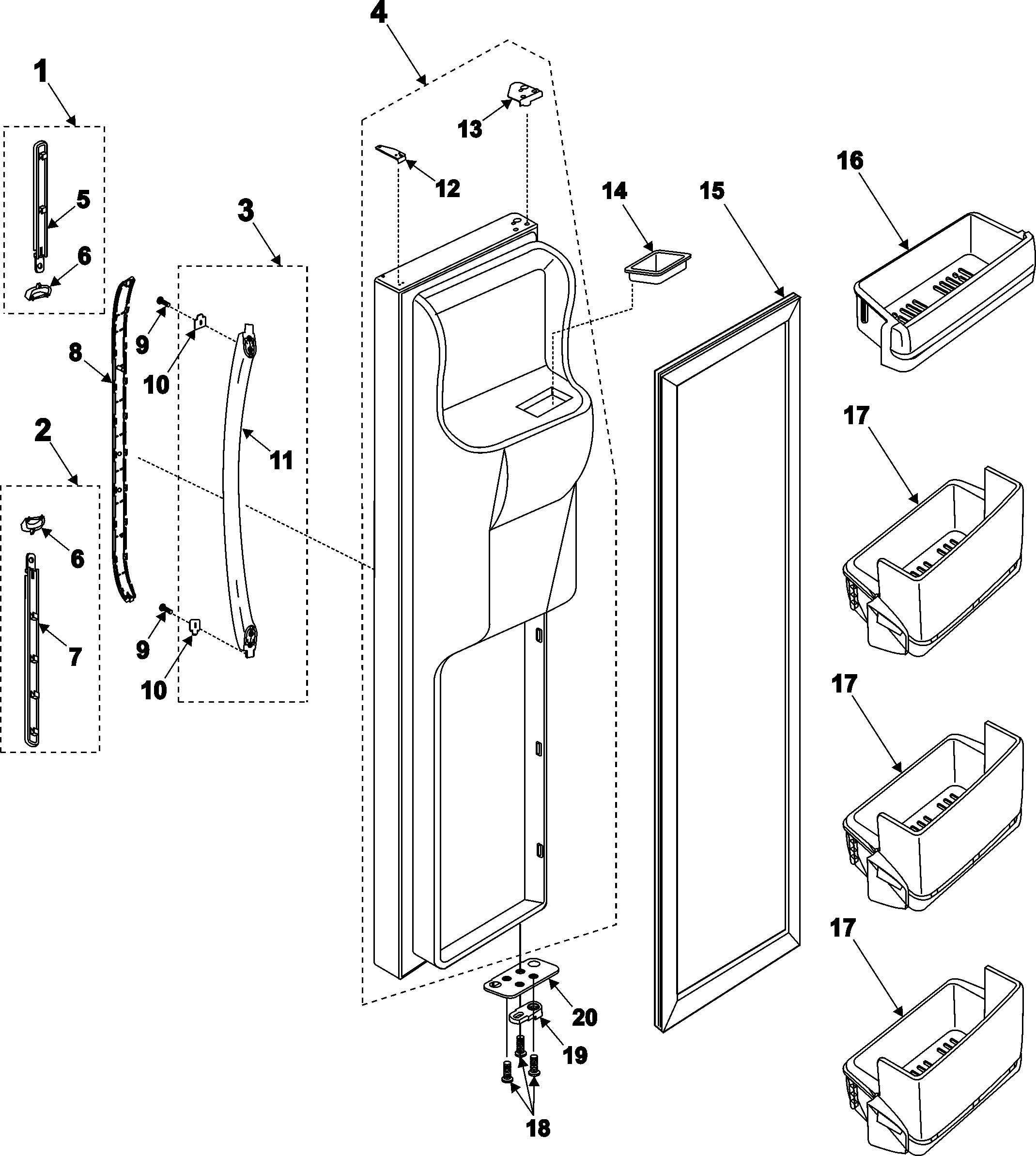 Samsung RS2520SW/XAA freezer door diagram