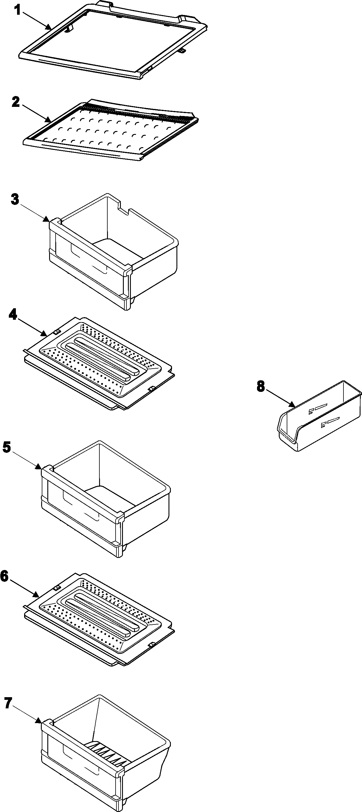 Samsung RS2520SW/XAA refrigerator shelves diagram