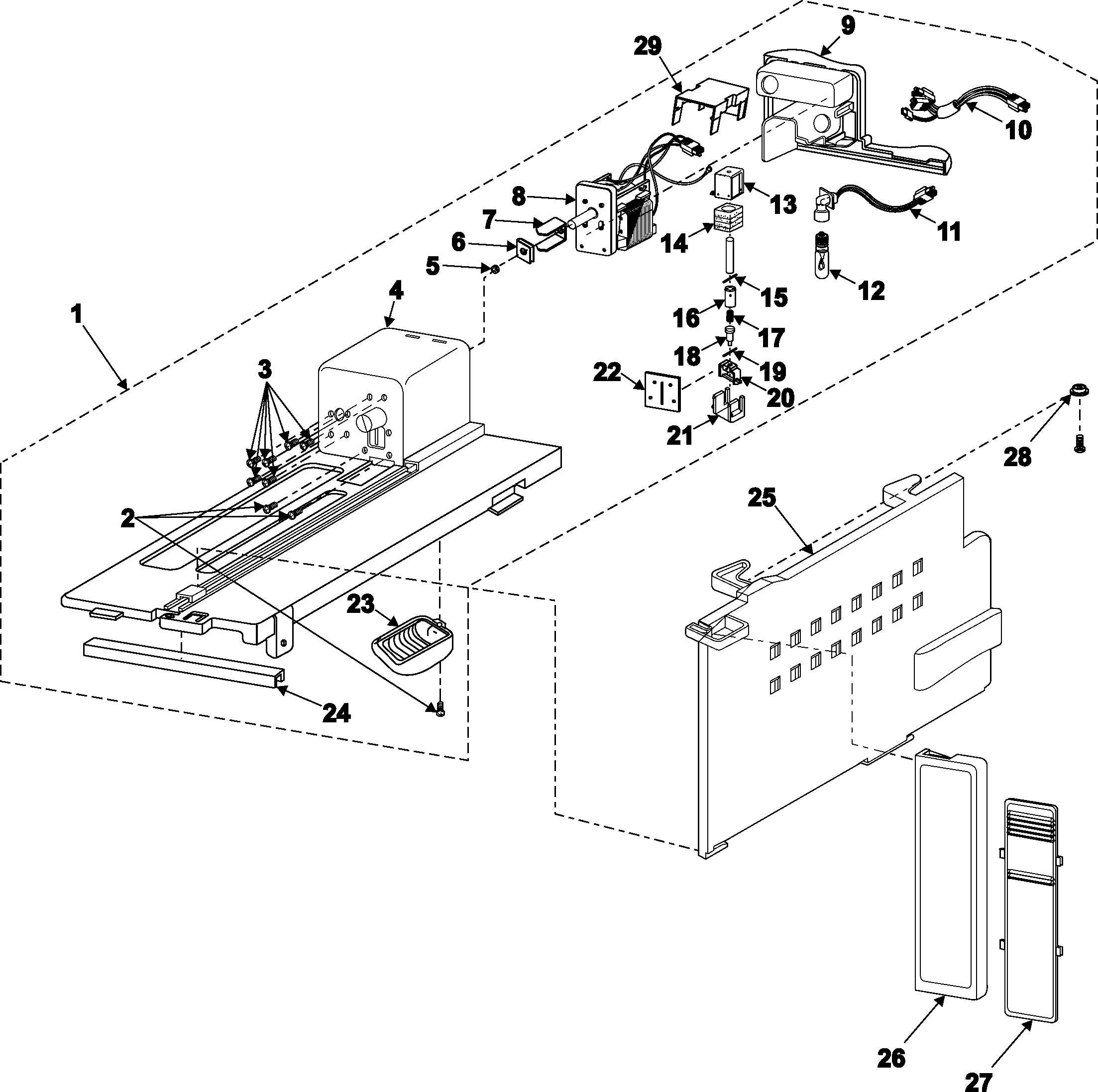 Samsung RS2520SW/XAA enclosure assembly diagram