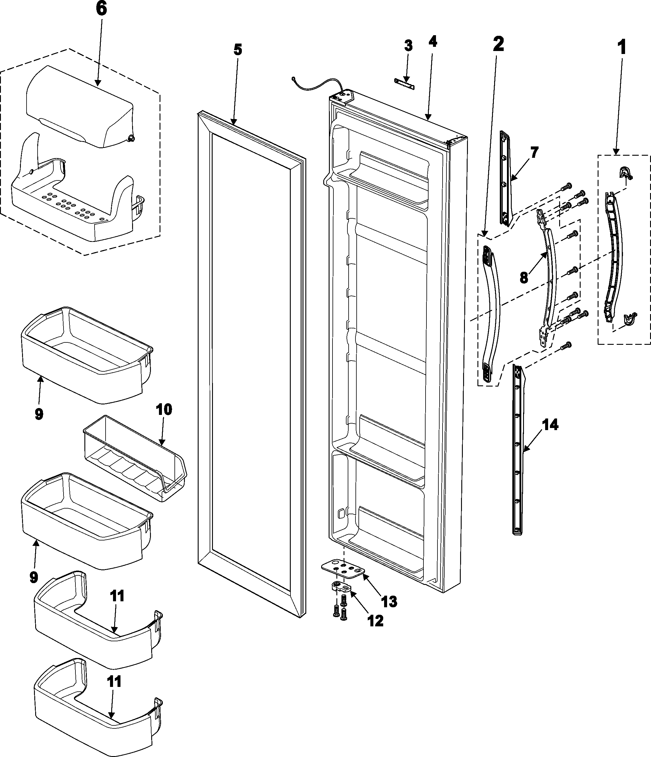 Samsung RS2624WW/XAA refrigerator door diagram