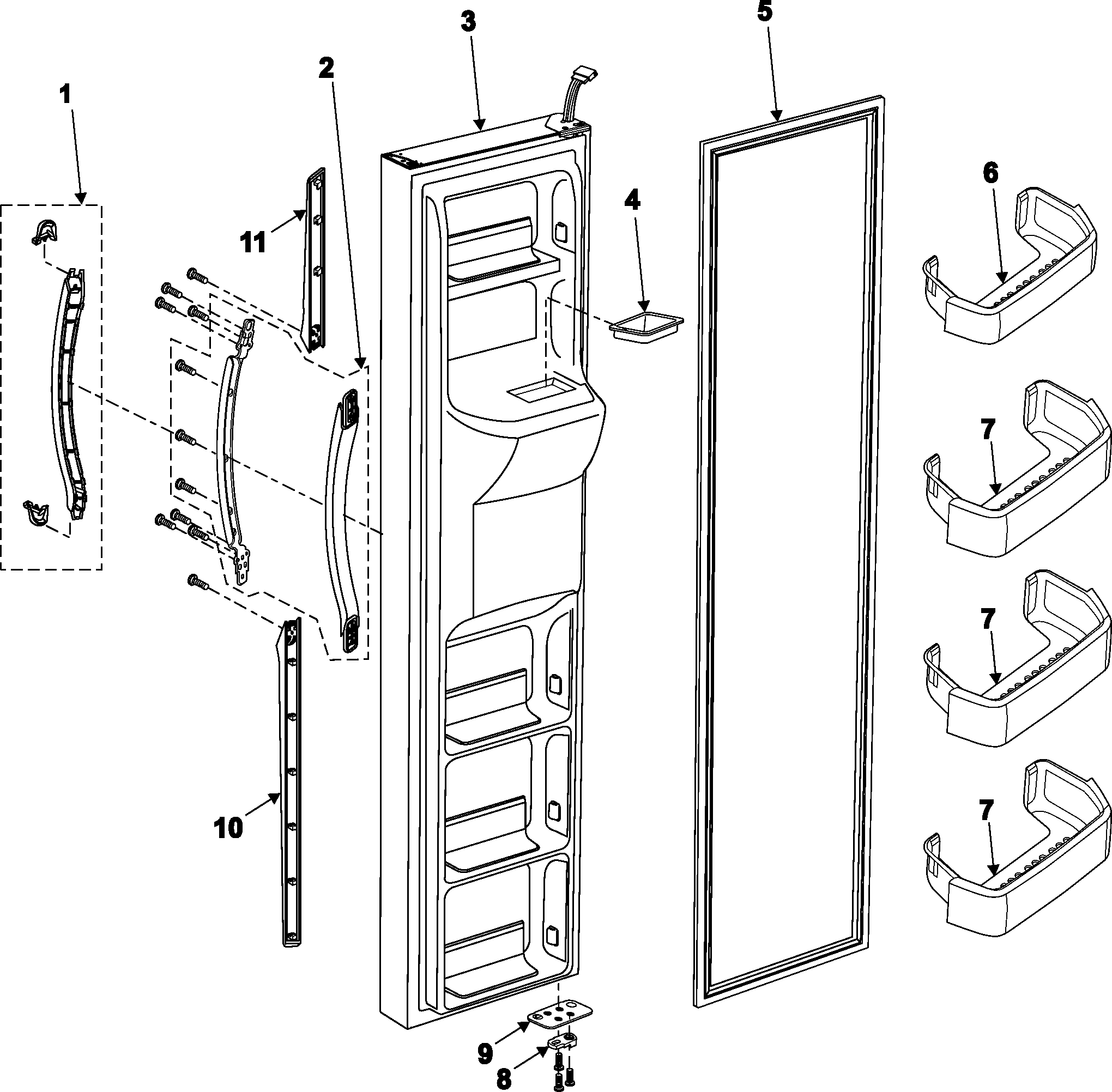 Samsung RS2624WW/XAA freezer door diagram