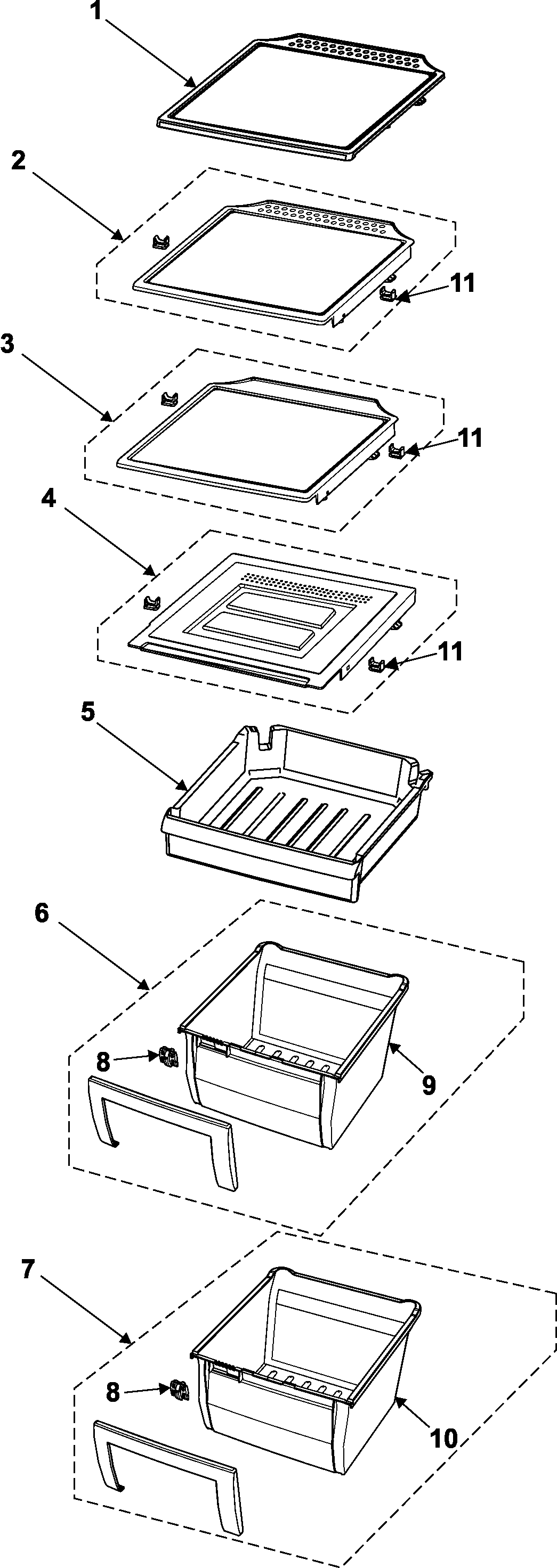 Samsung RS2624WW/XAA refrigerator shelves diagram