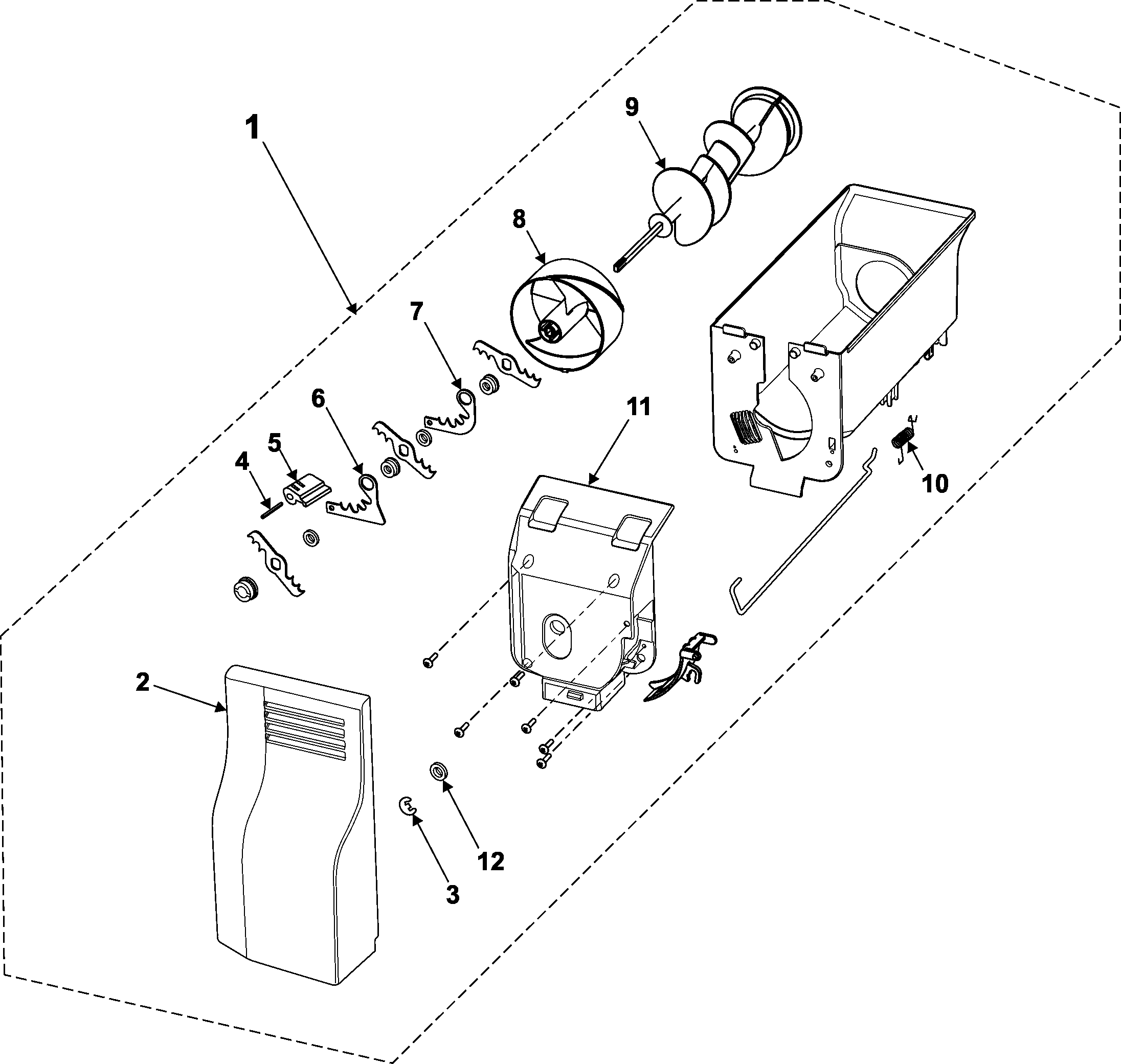 Samsung RS2624WW/XAA ice bin diagram