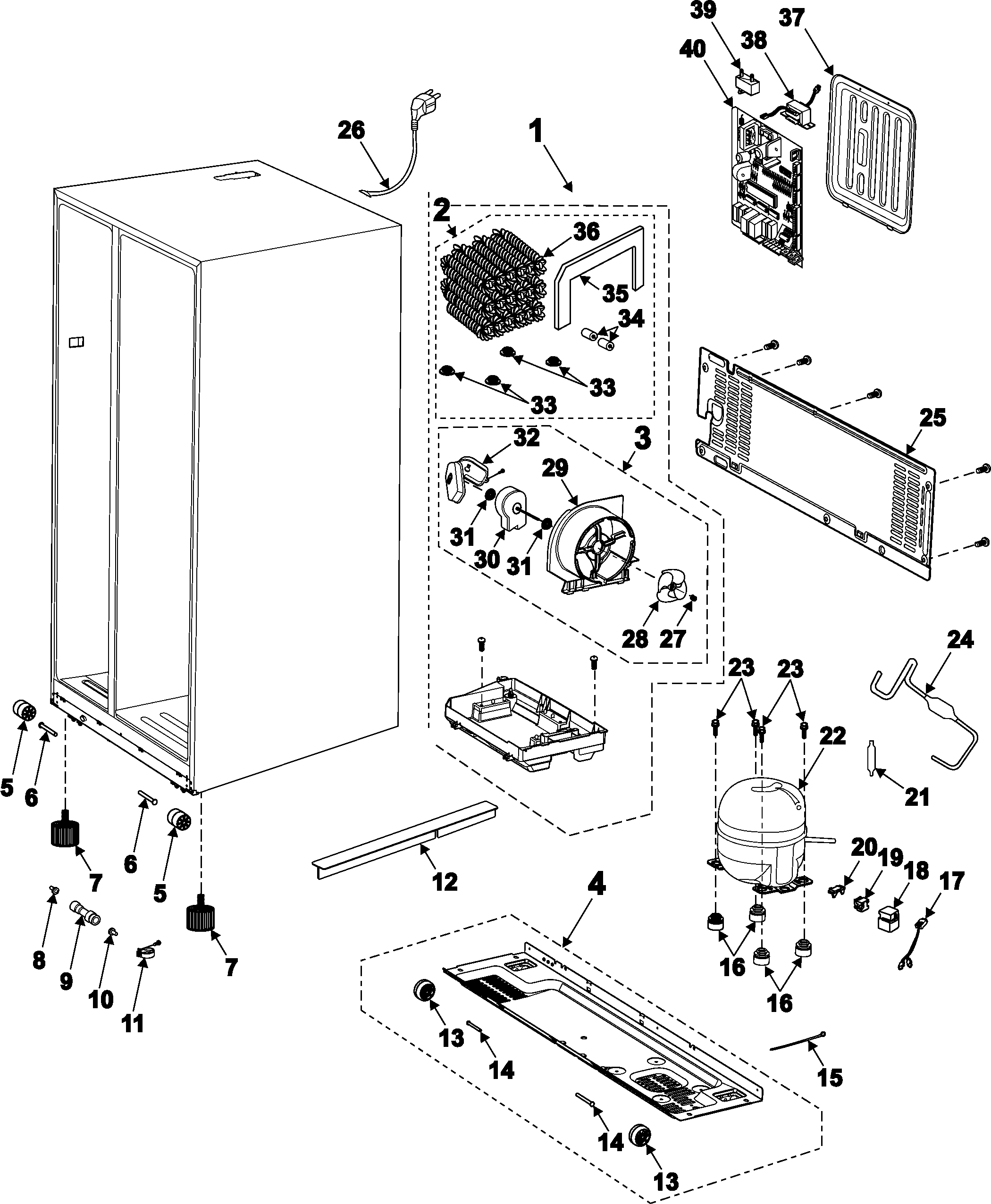 Samsung RS2624WW/XAA machine compartment-compressor diagram